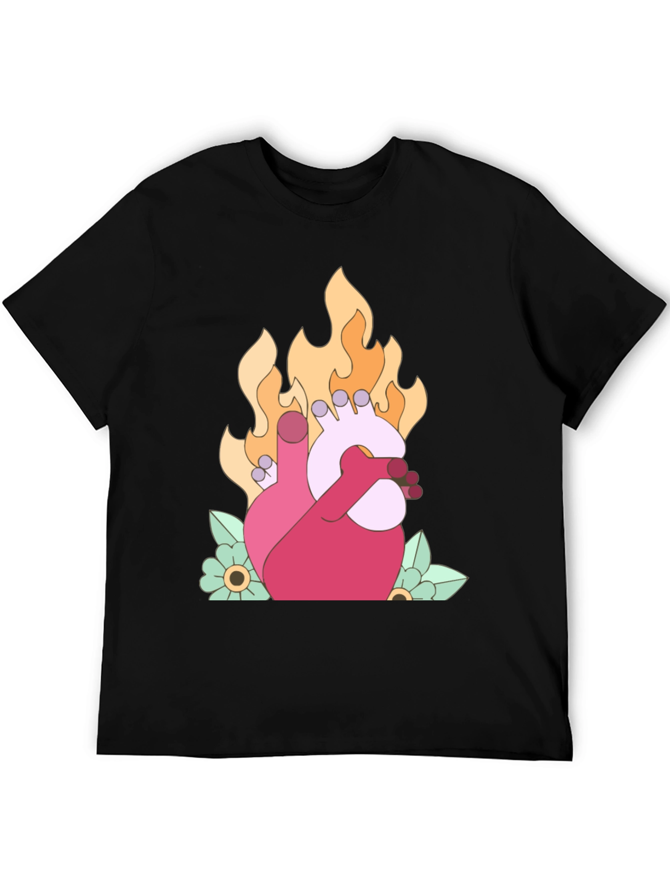 Burning Heart Graphic T-Shirt - Unique Design