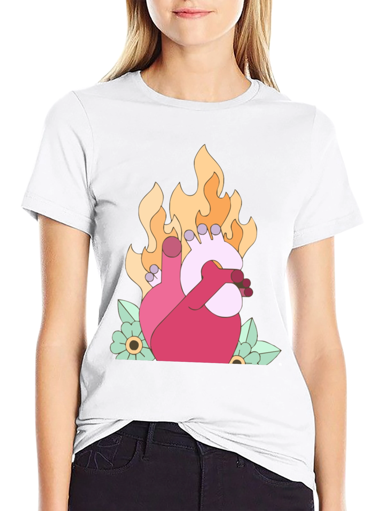 Burning Heart Graphic T-Shirt - Unique Design