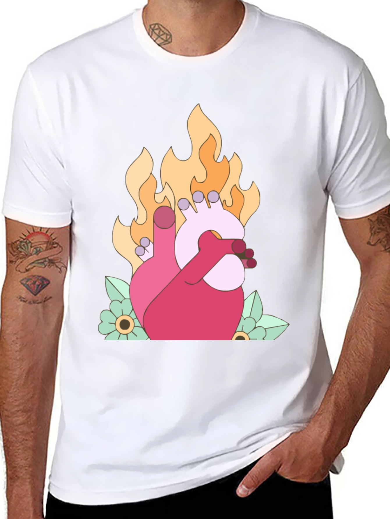 Burning Heart Graphic T-Shirt - Unique Design