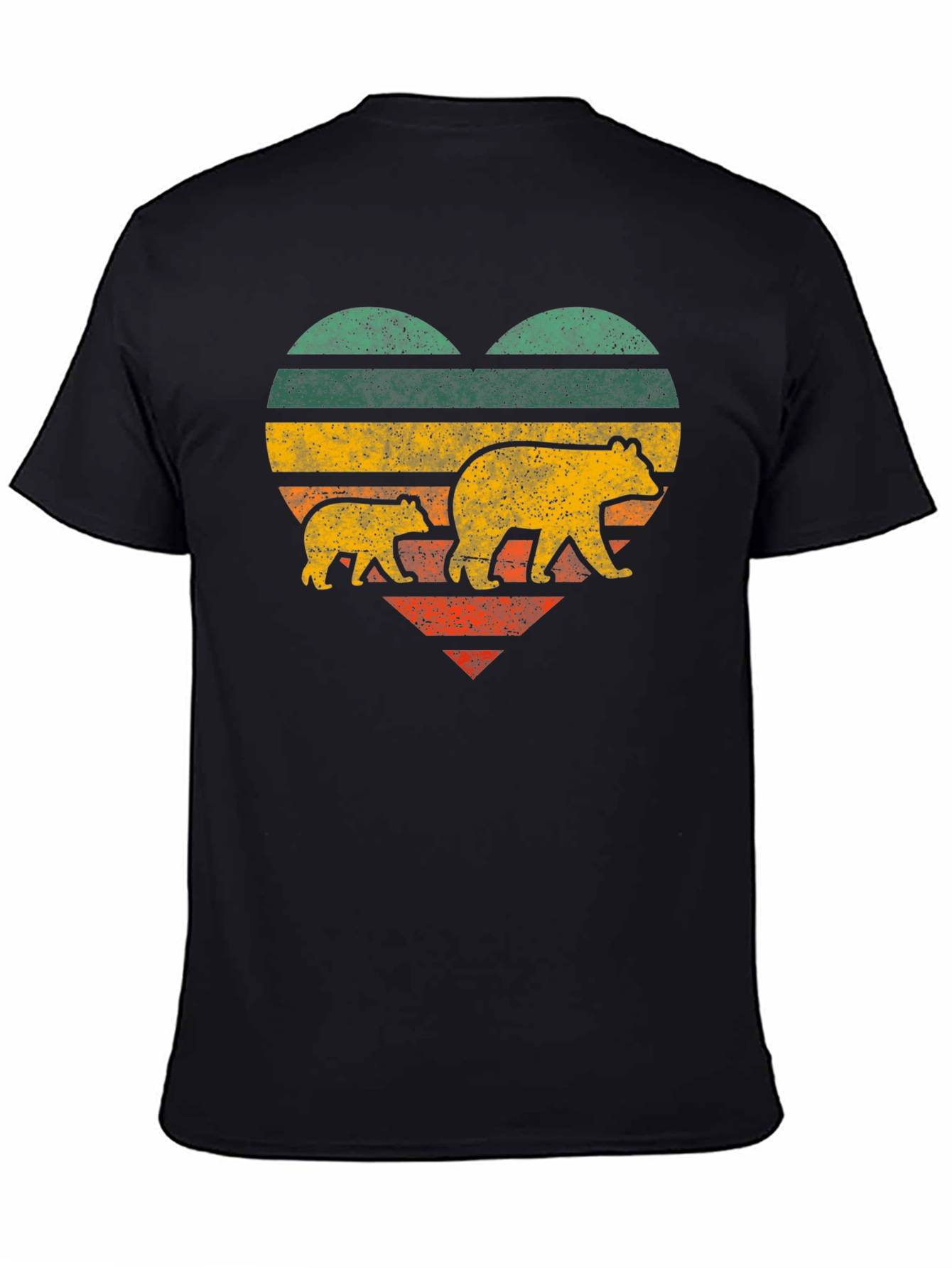 Mama Bear Heart T-Shirt - Distressed Retro Design
