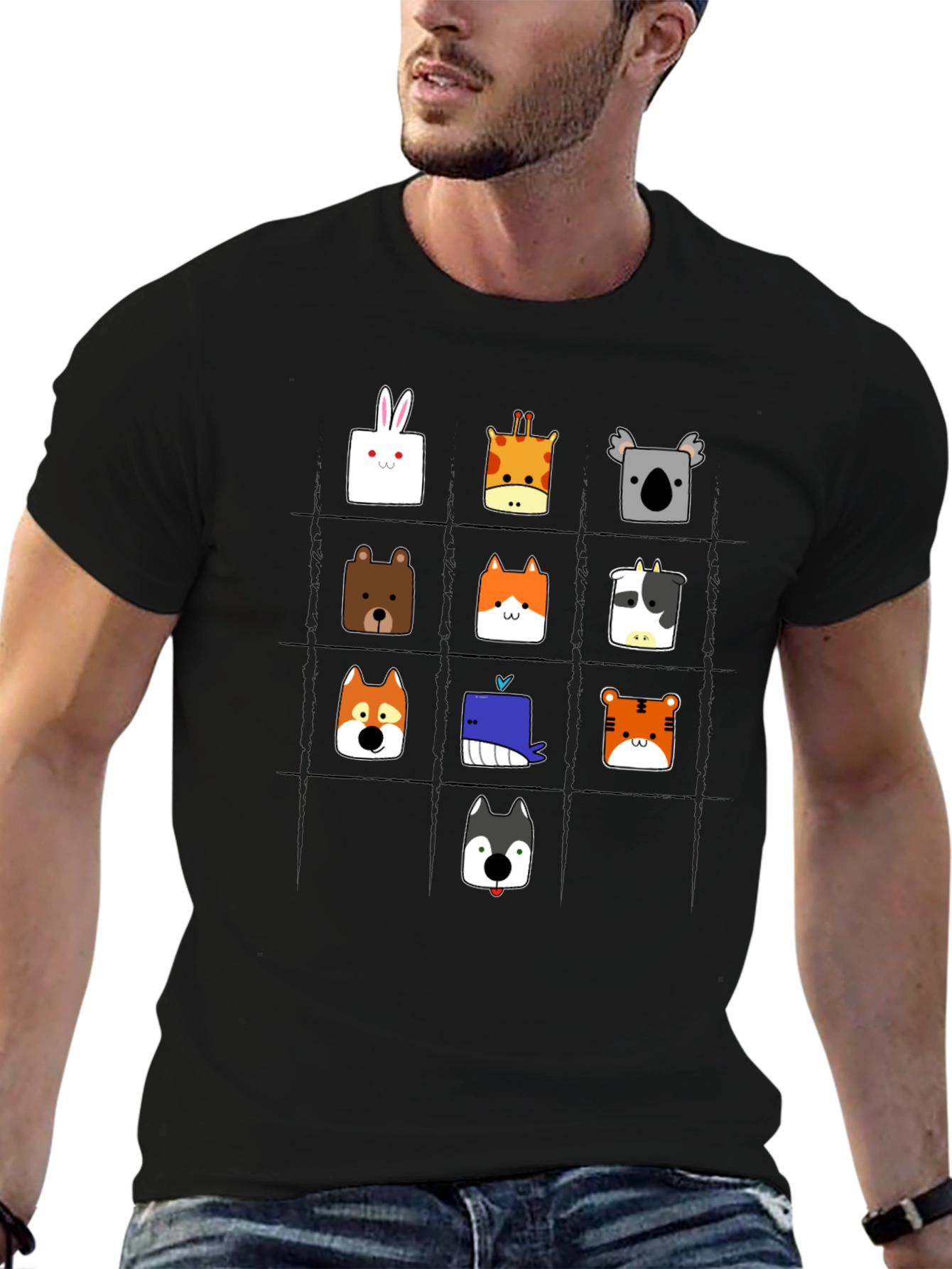 Animal Grid T-Shirt: Fun Graphic Tee