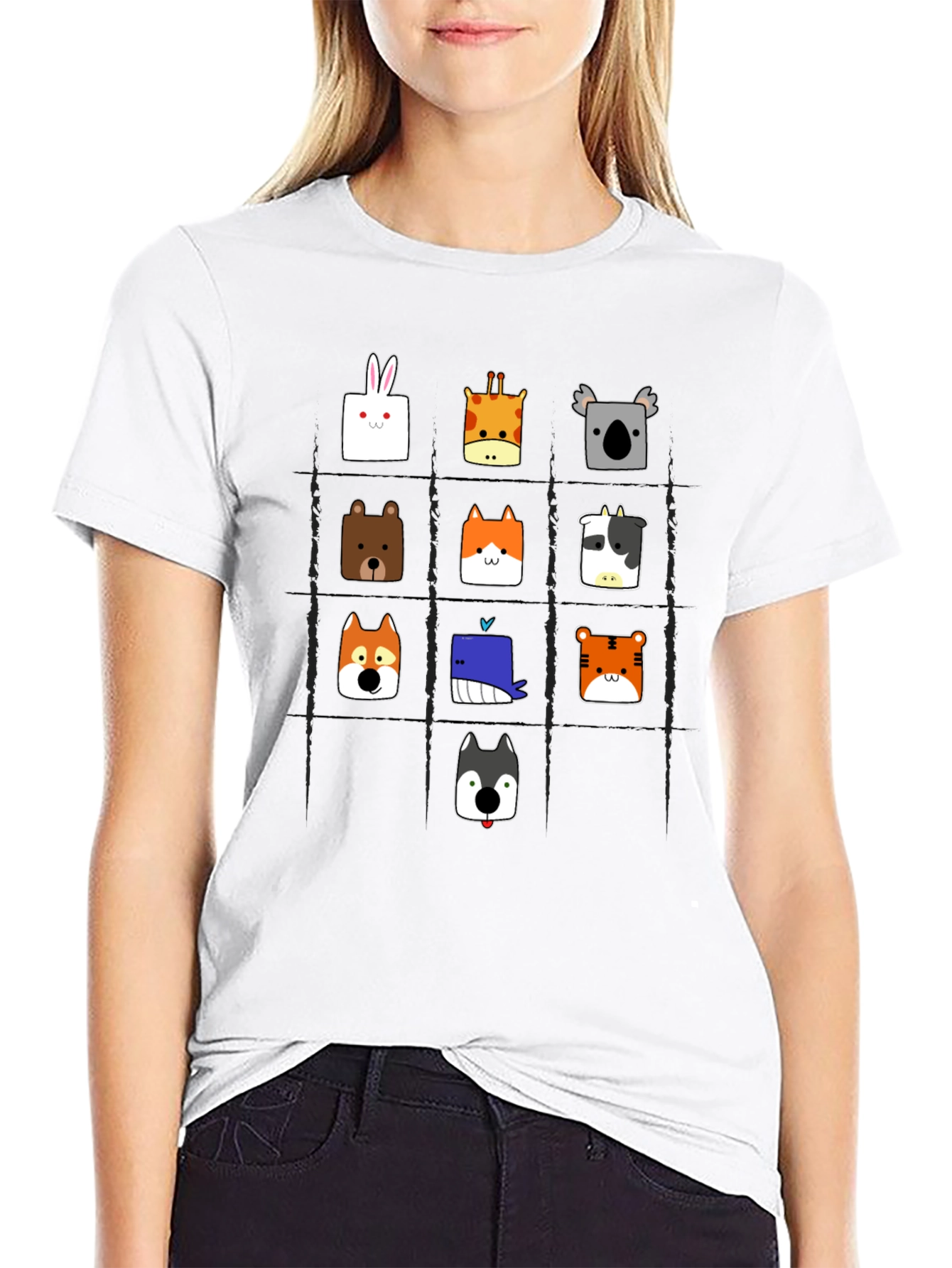 Animal Grid T-Shirt: Fun Graphic Tee