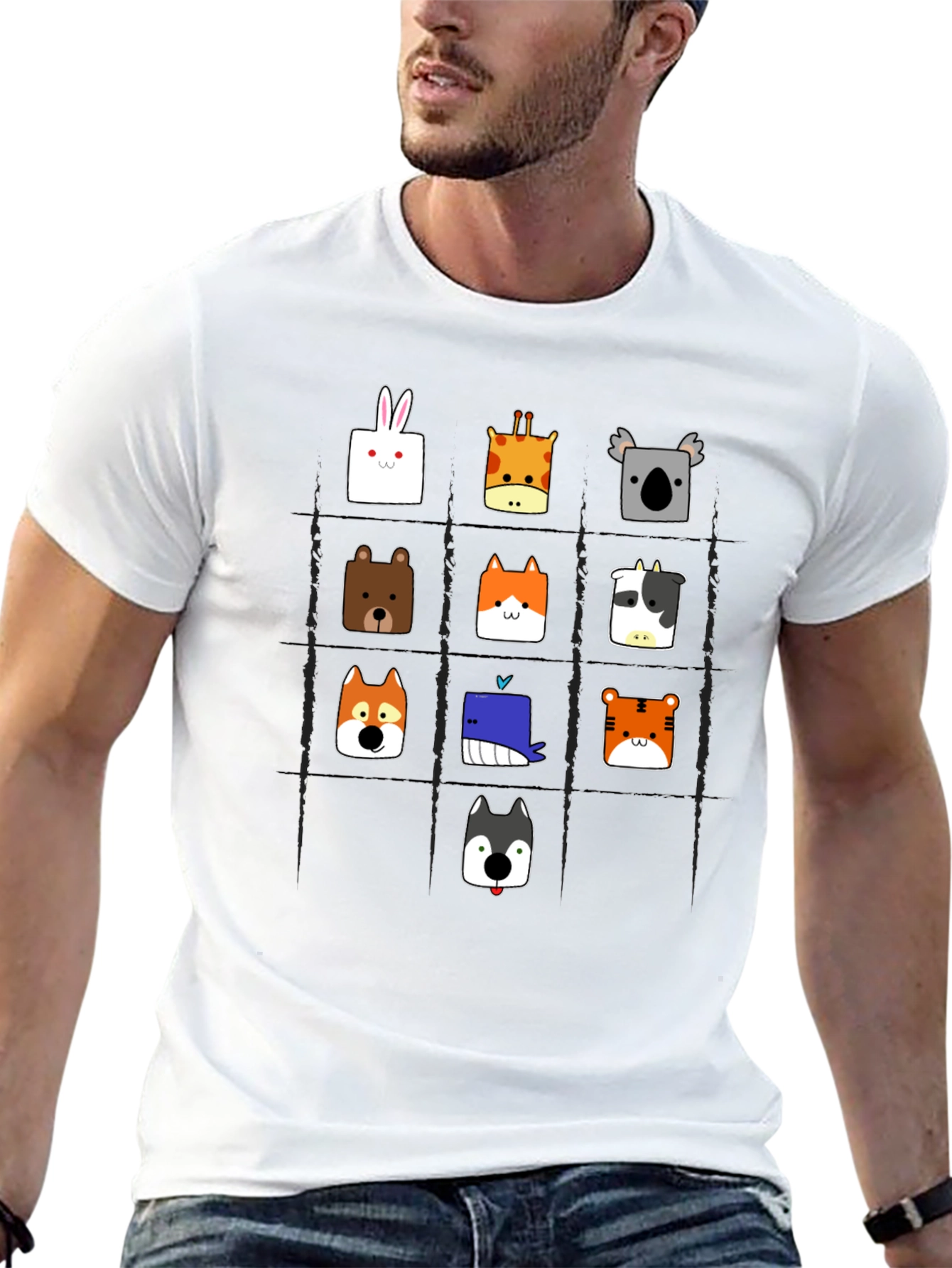 Animal Grid T-Shirt: Fun Graphic Tee