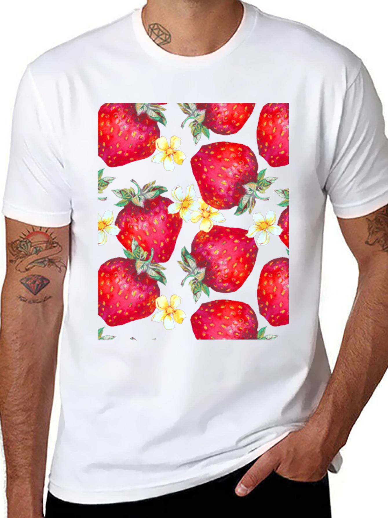 Strawberry Pattern T-Shirt - Fun and Fresh