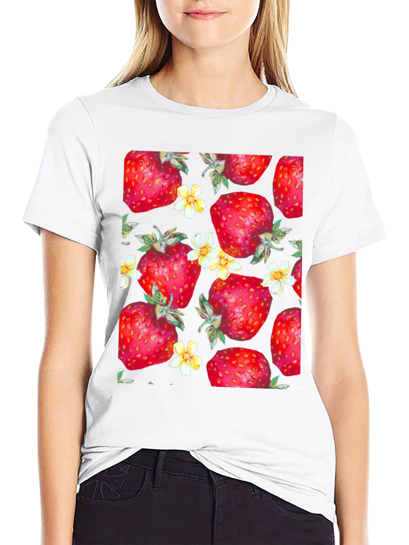 Strawberry Pattern T-Shirt - Fun and Fresh