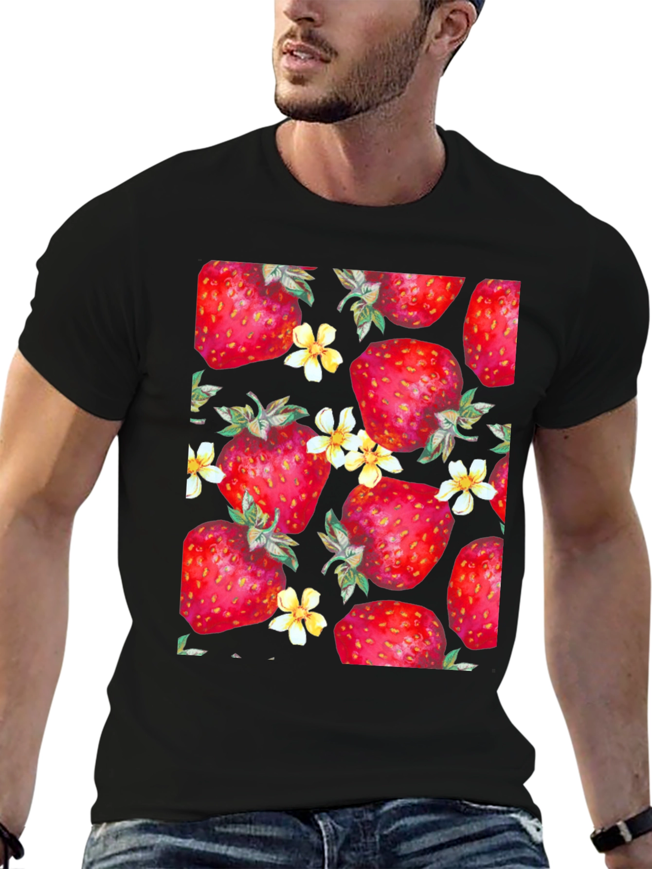 Strawberry Pattern T-Shirt - Fun and Fresh
