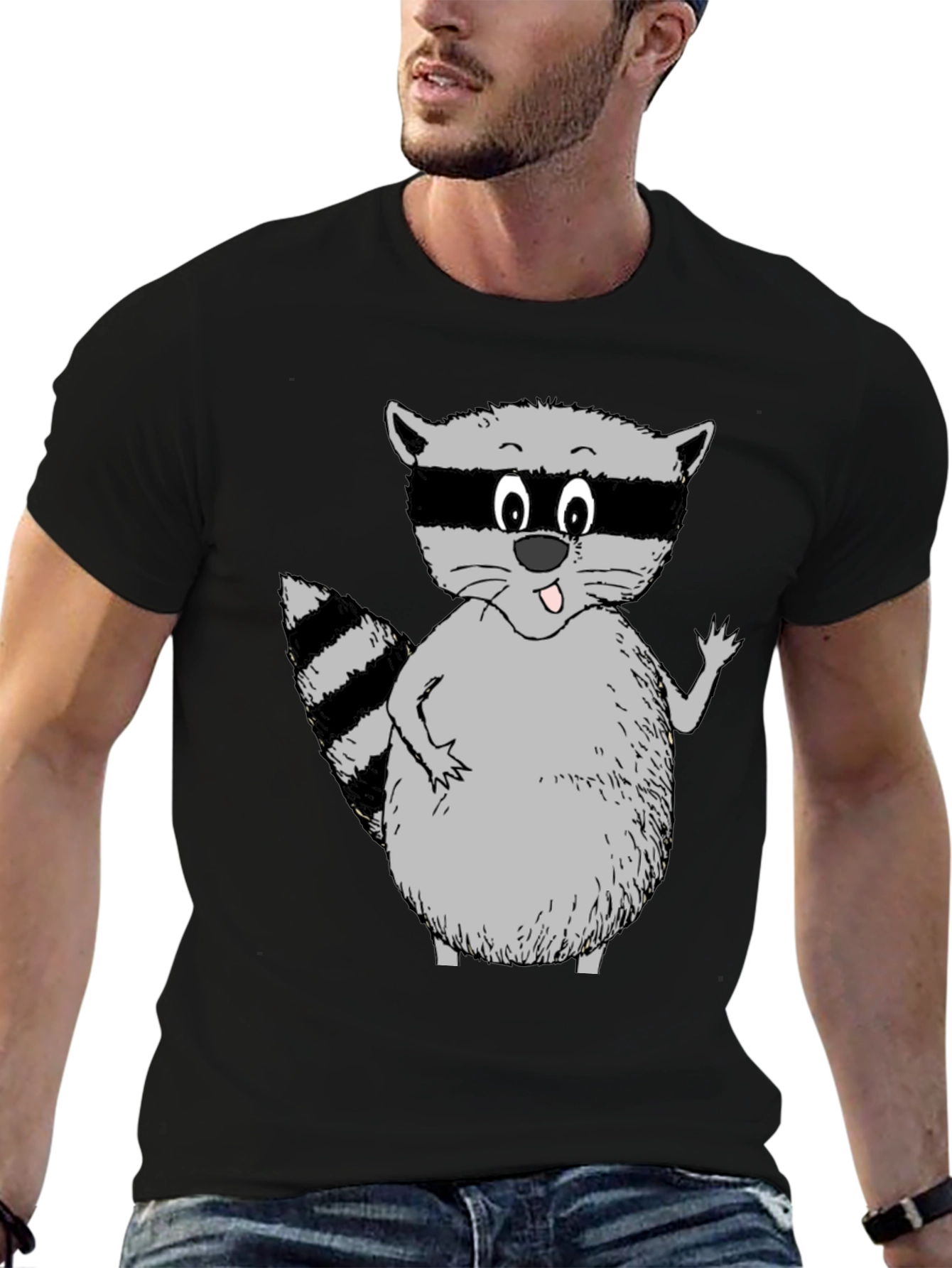 Funny Raccoon Graphic Tee - Black T-Shirt