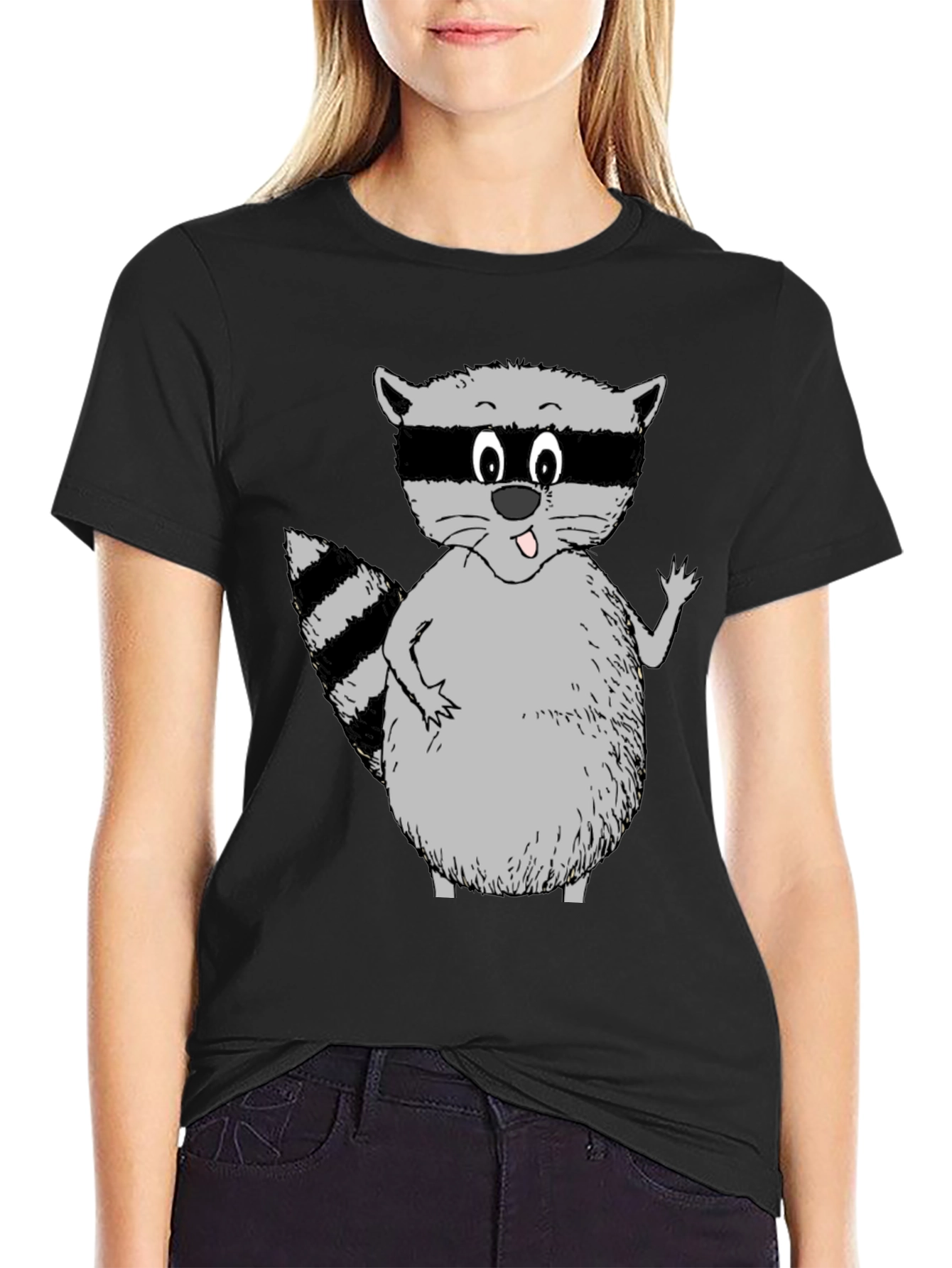 Funny Raccoon Graphic Tee - Black T-Shirt
