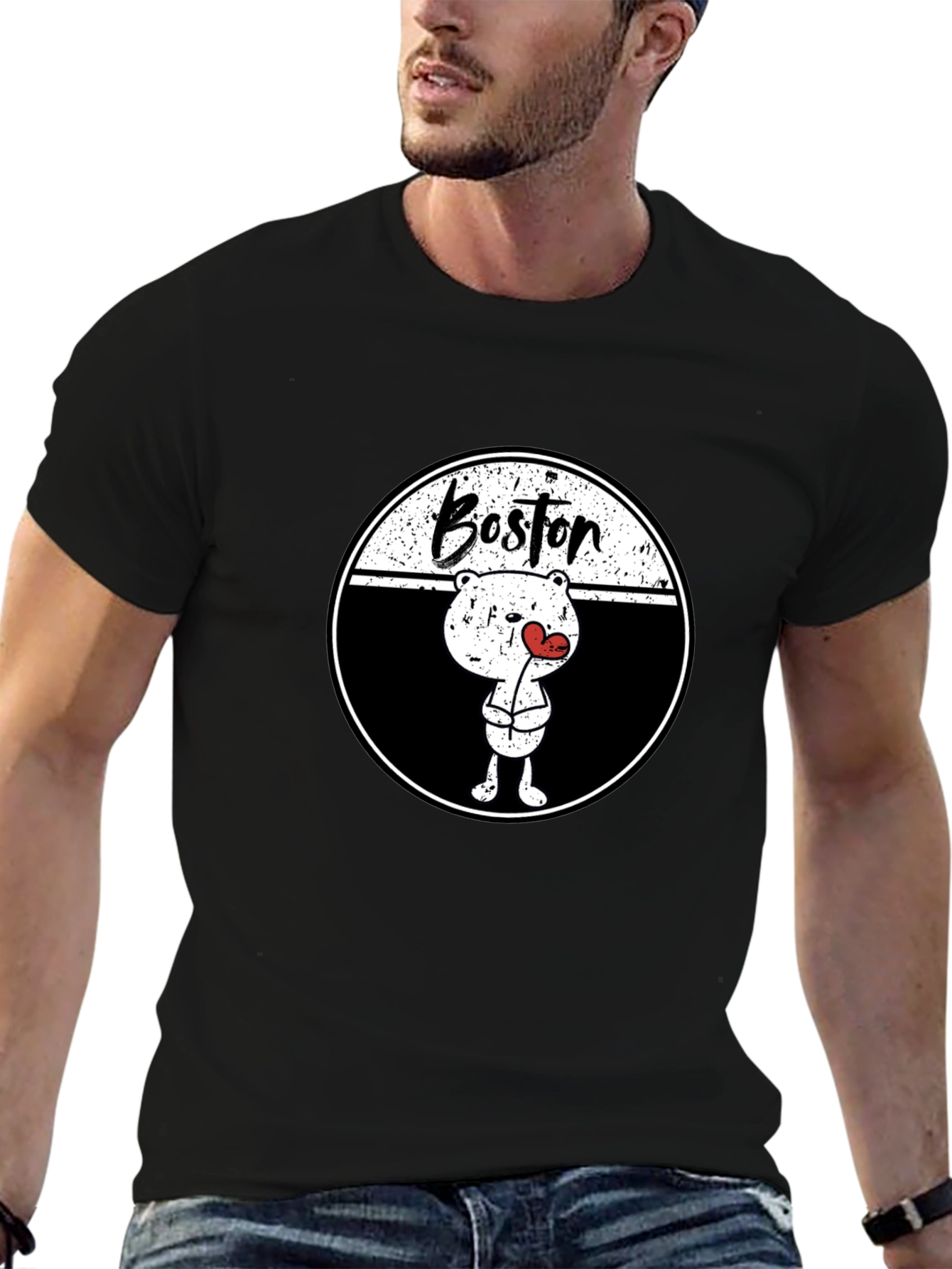 Boston Bear Graphic Tee - Trendy Streetwear