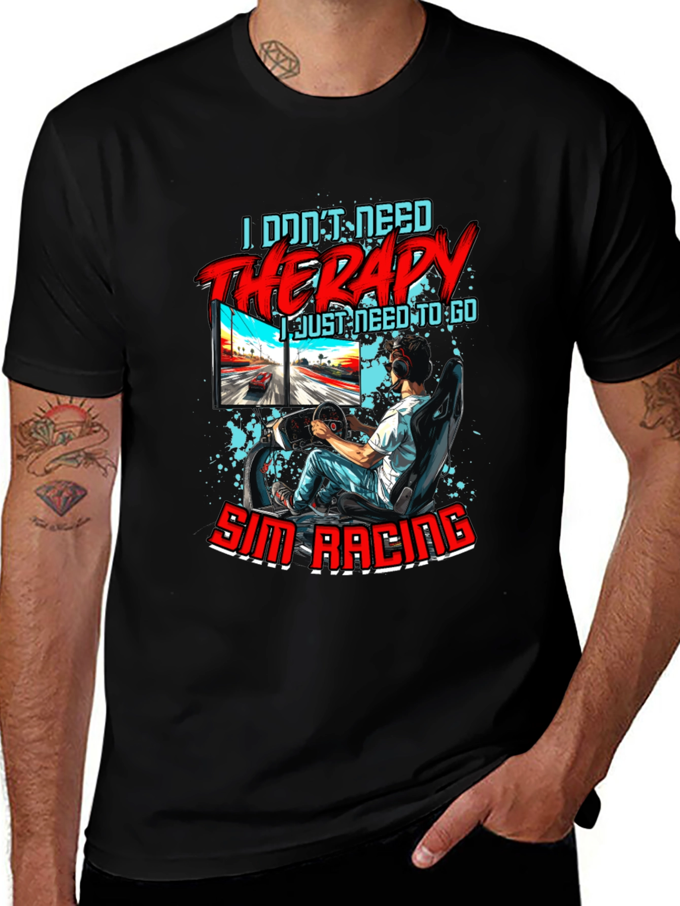 Sim Racing Therapy Graphic T-Shirt