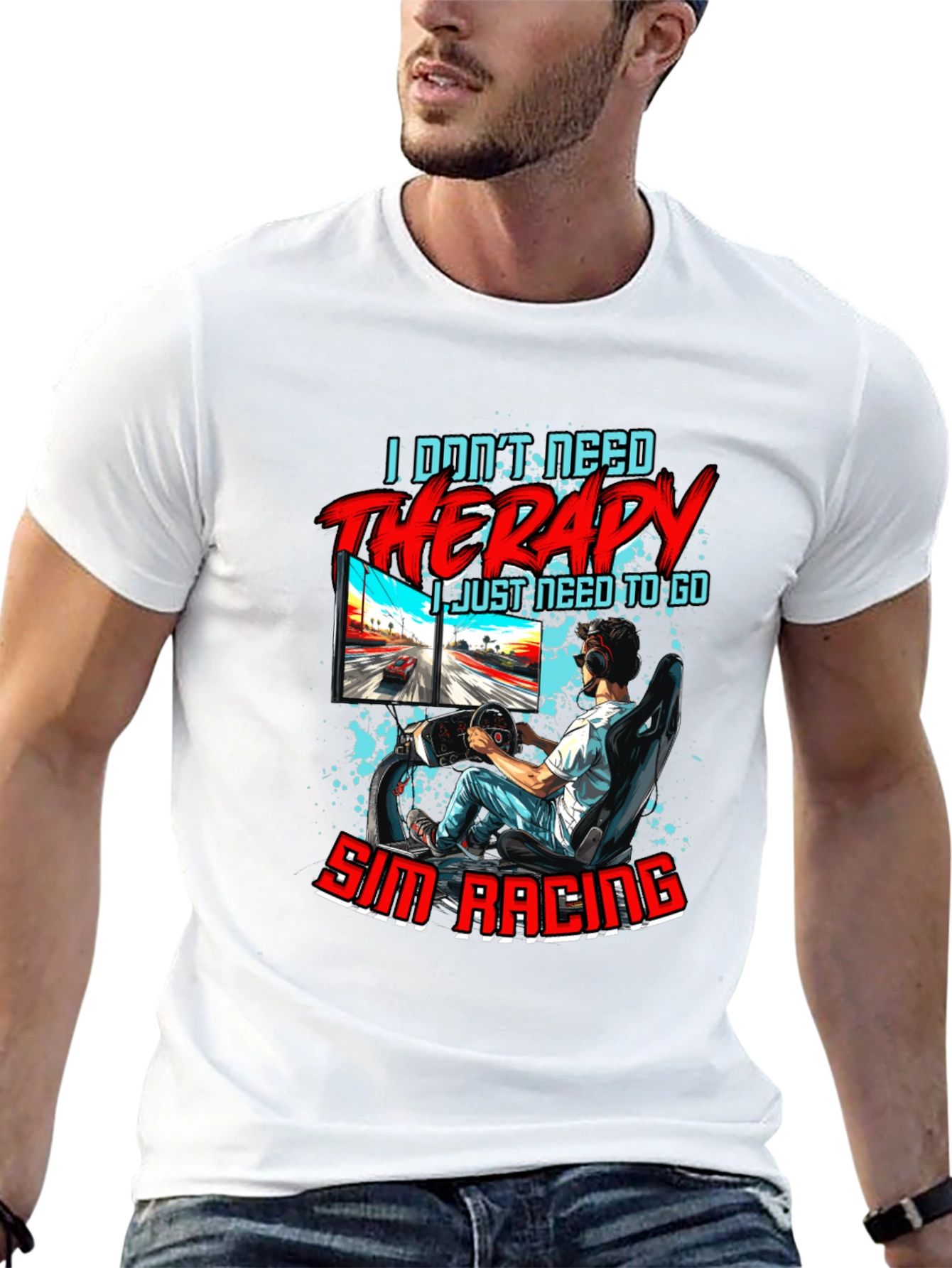 Sim Racing Therapy Graphic T-Shirt