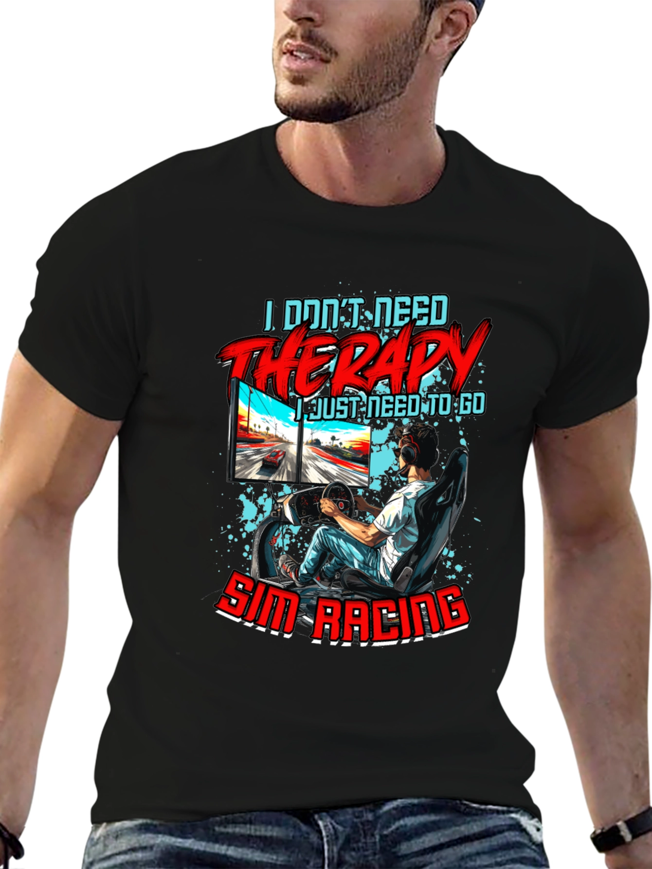 Sim Racing Therapy Graphic T-Shirt