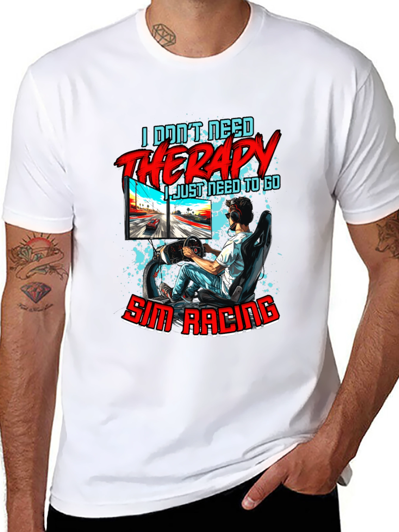 Sim Racing Therapy Graphic T-Shirt