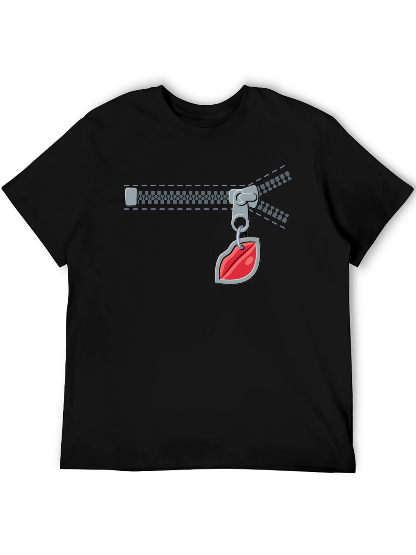 Fun Zipper Lips Graphic Tee - Black