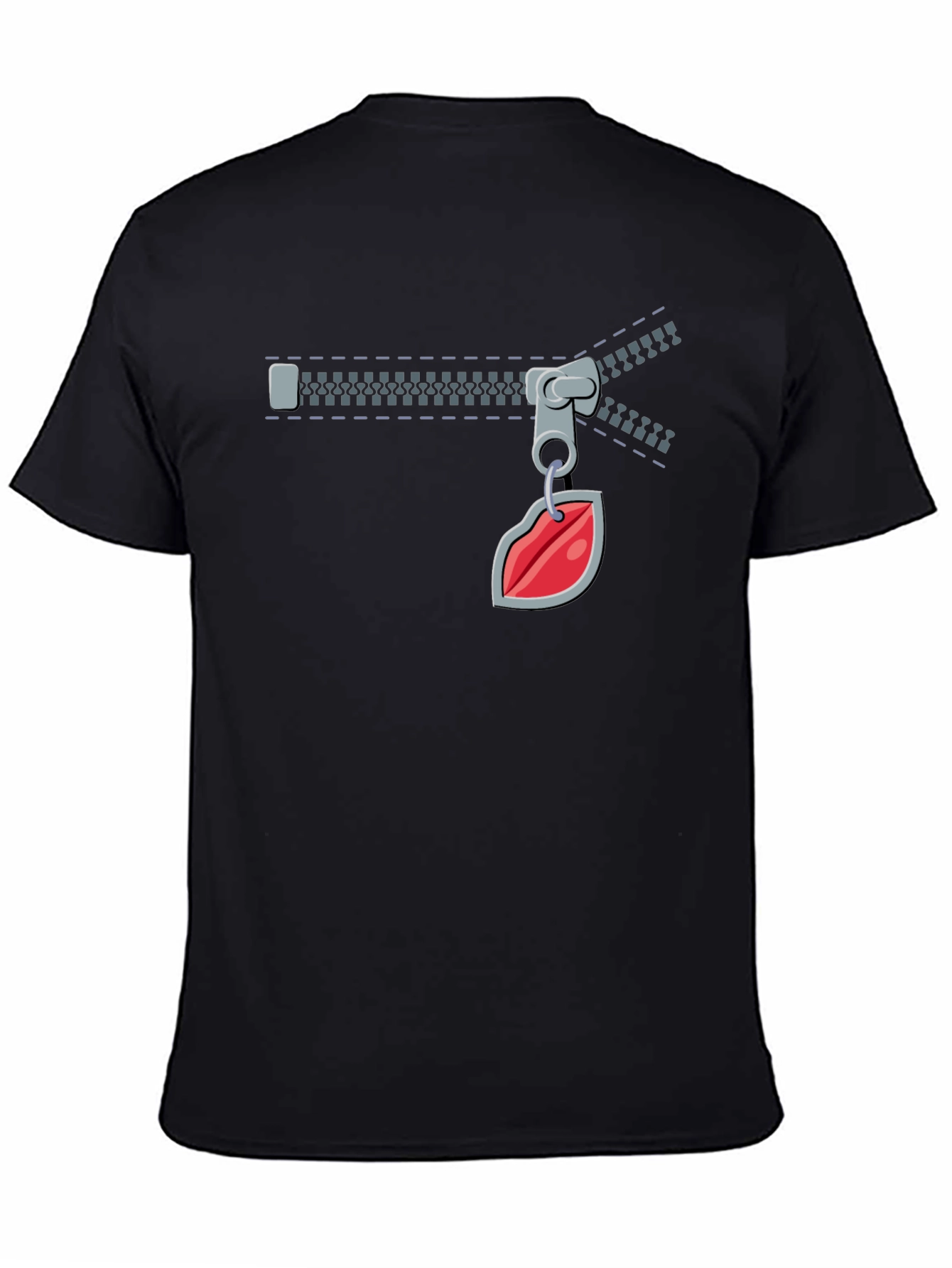 Fun Zipper Lips Graphic Tee - Black