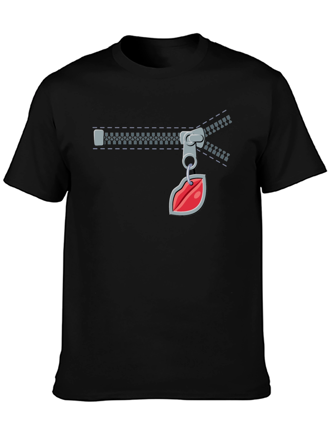 Fun Zipper Lips Graphic Tee - Black