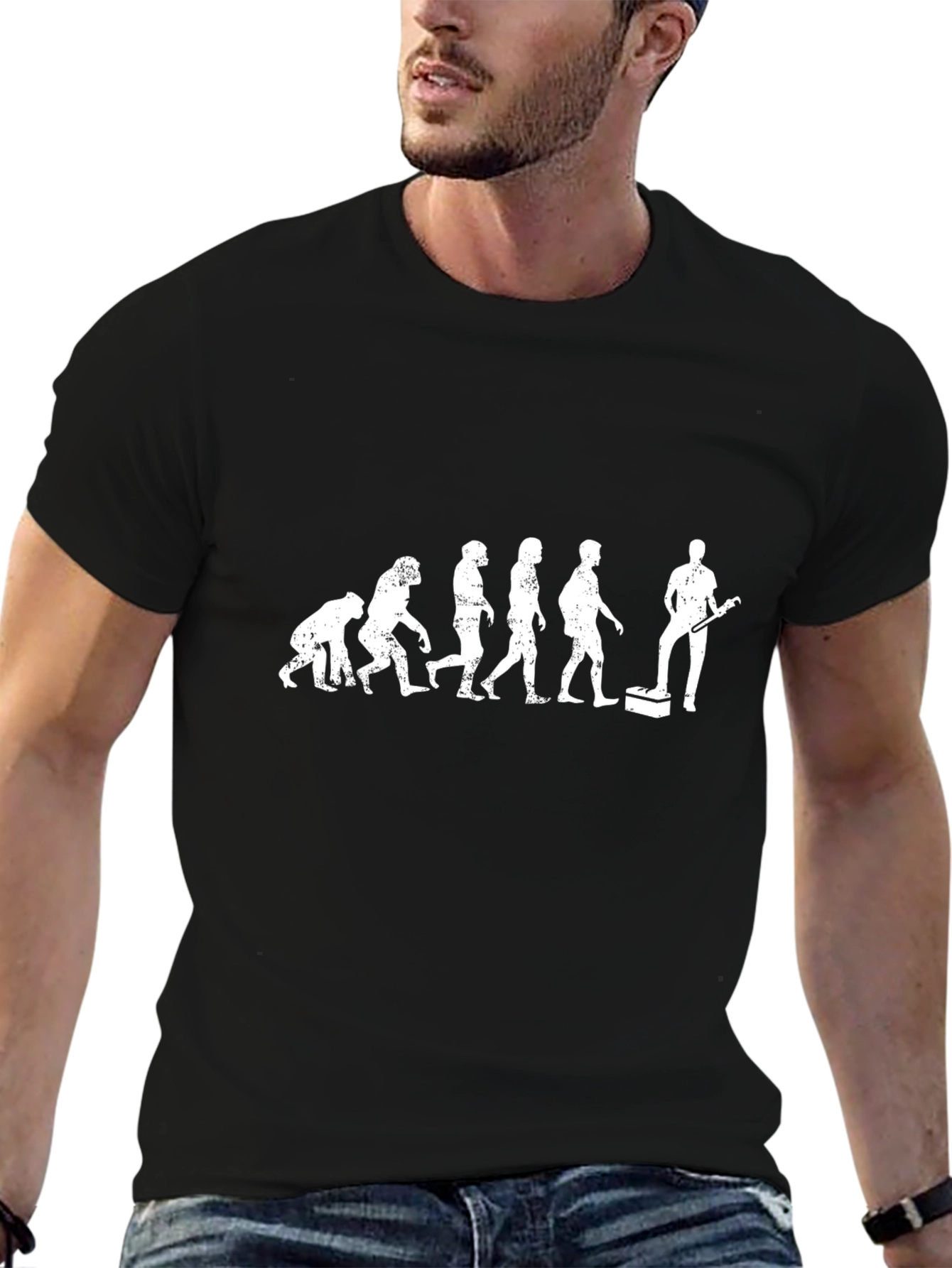 Evolution of Guitarist Black T-Shirt
