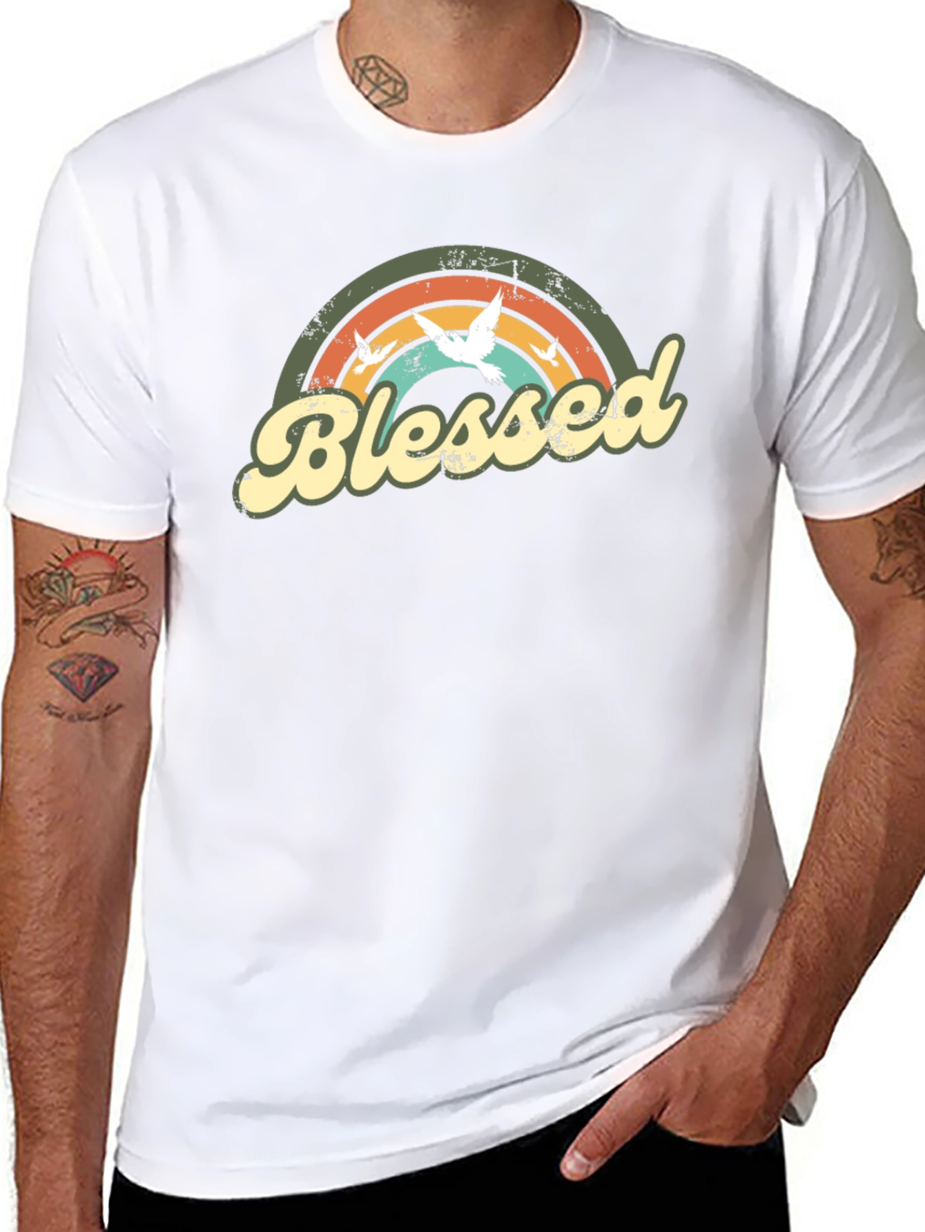 Blessed Rainbow Dove Graphic T-Shirt