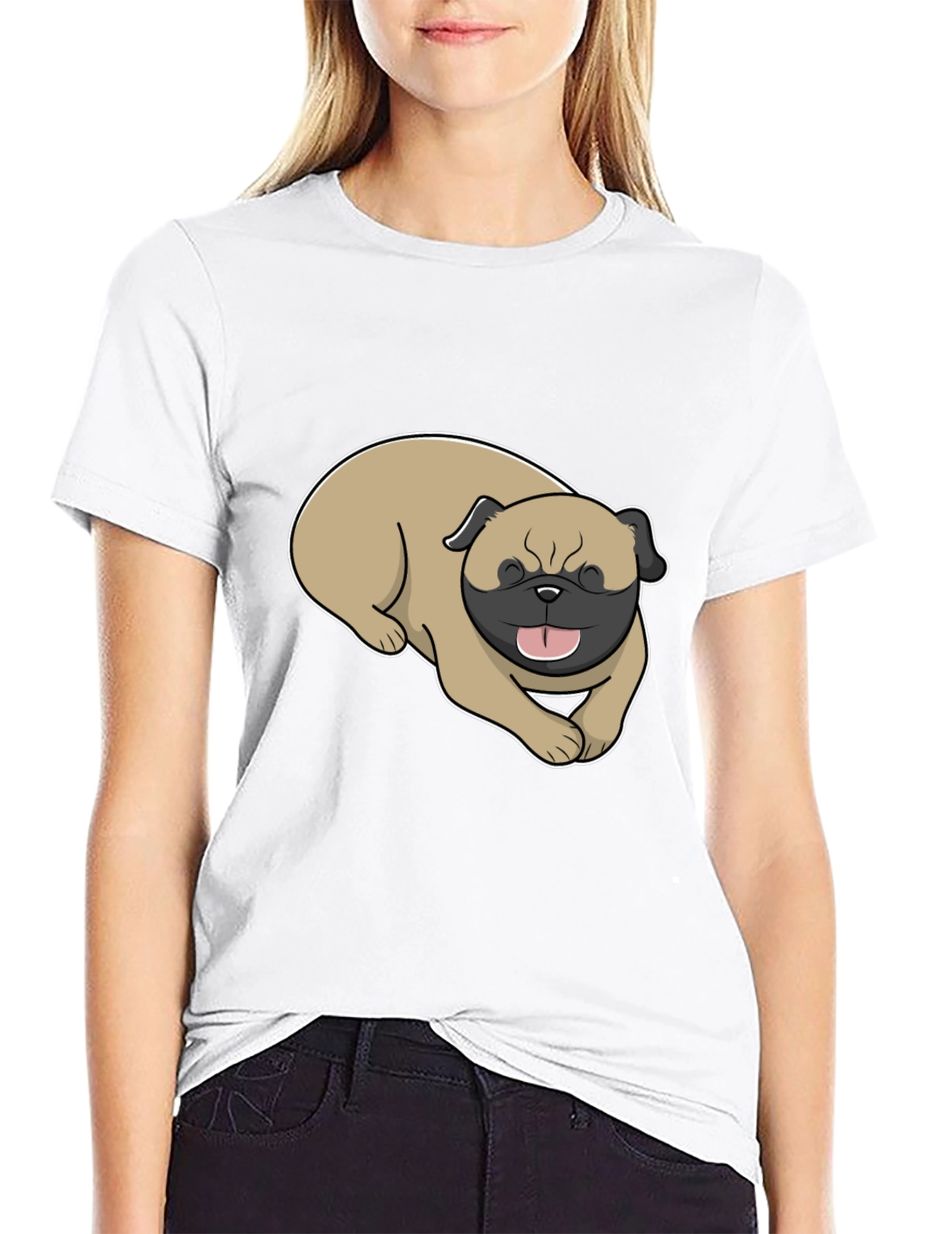 Mens Black T-Shirt with Pug Graphic
