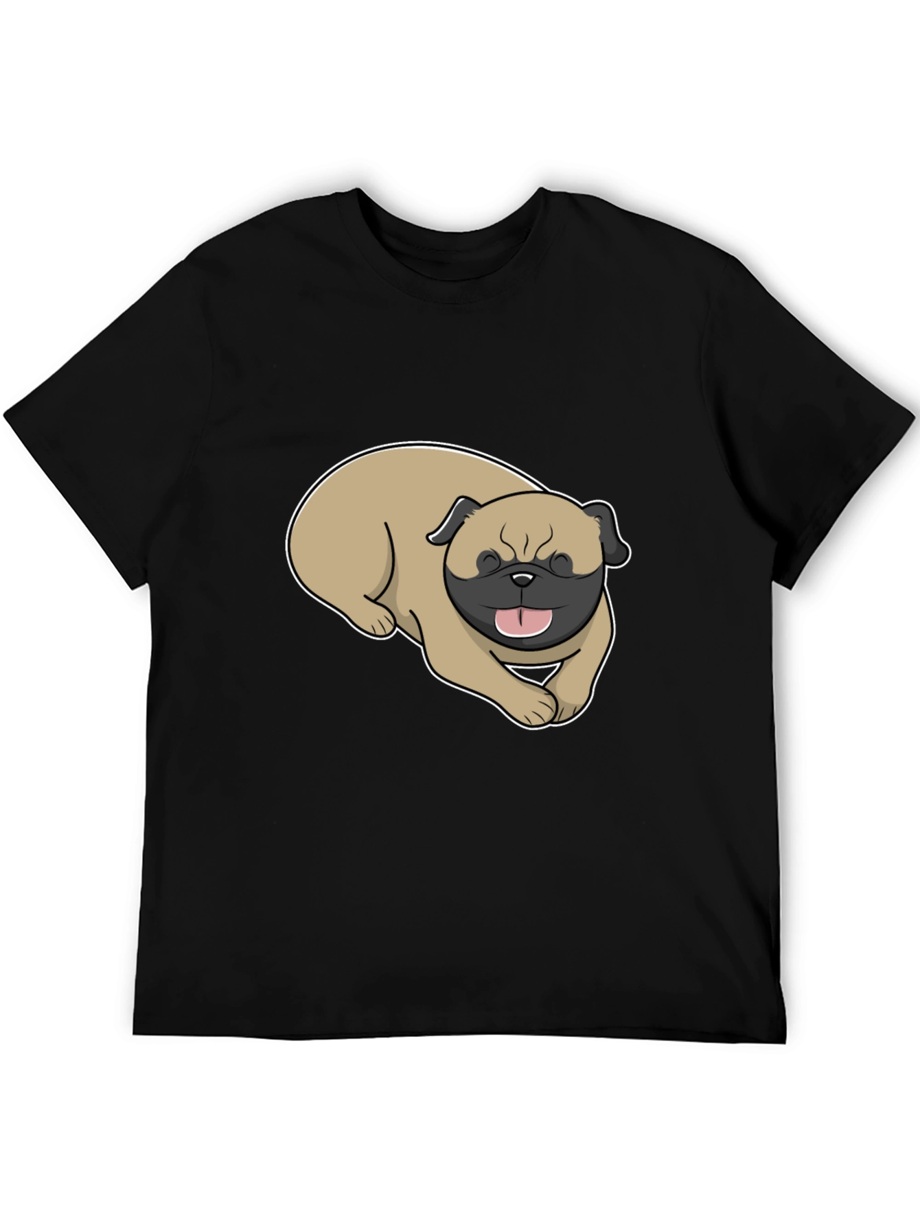 Mens Black T-Shirt with Pug Graphic