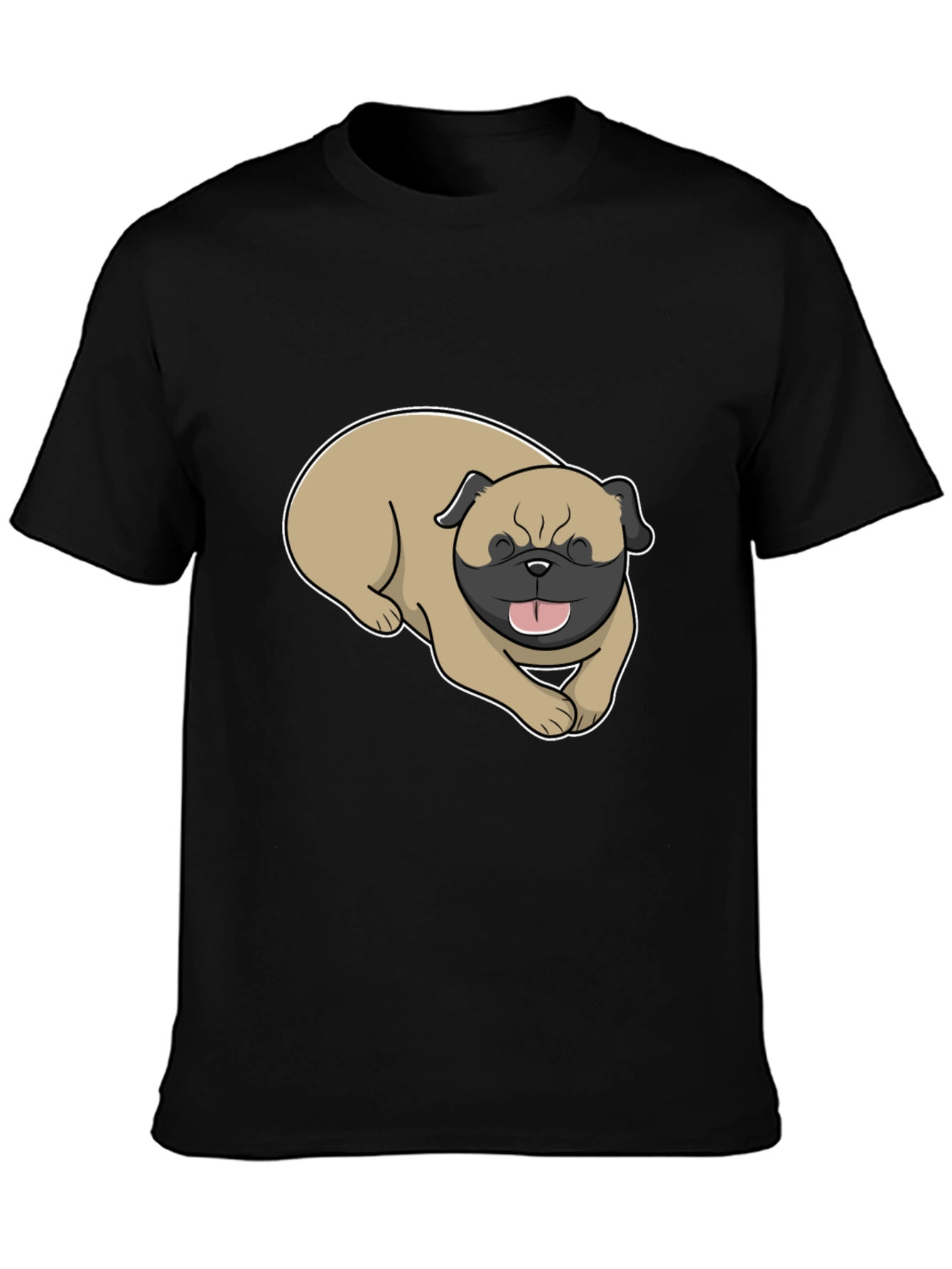 Mens Black T-Shirt with Pug Graphic