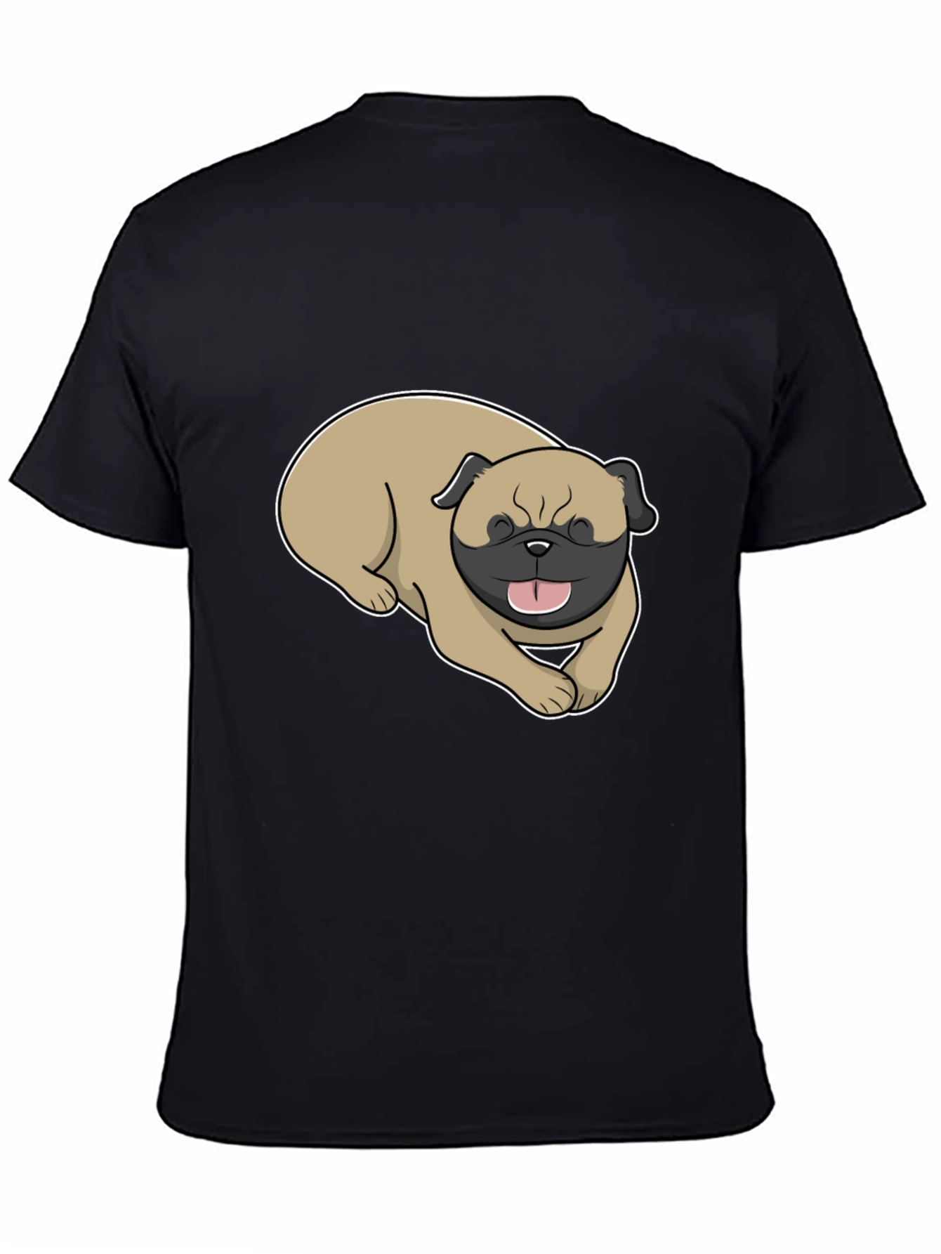 Mens Black T-Shirt with Pug Graphic