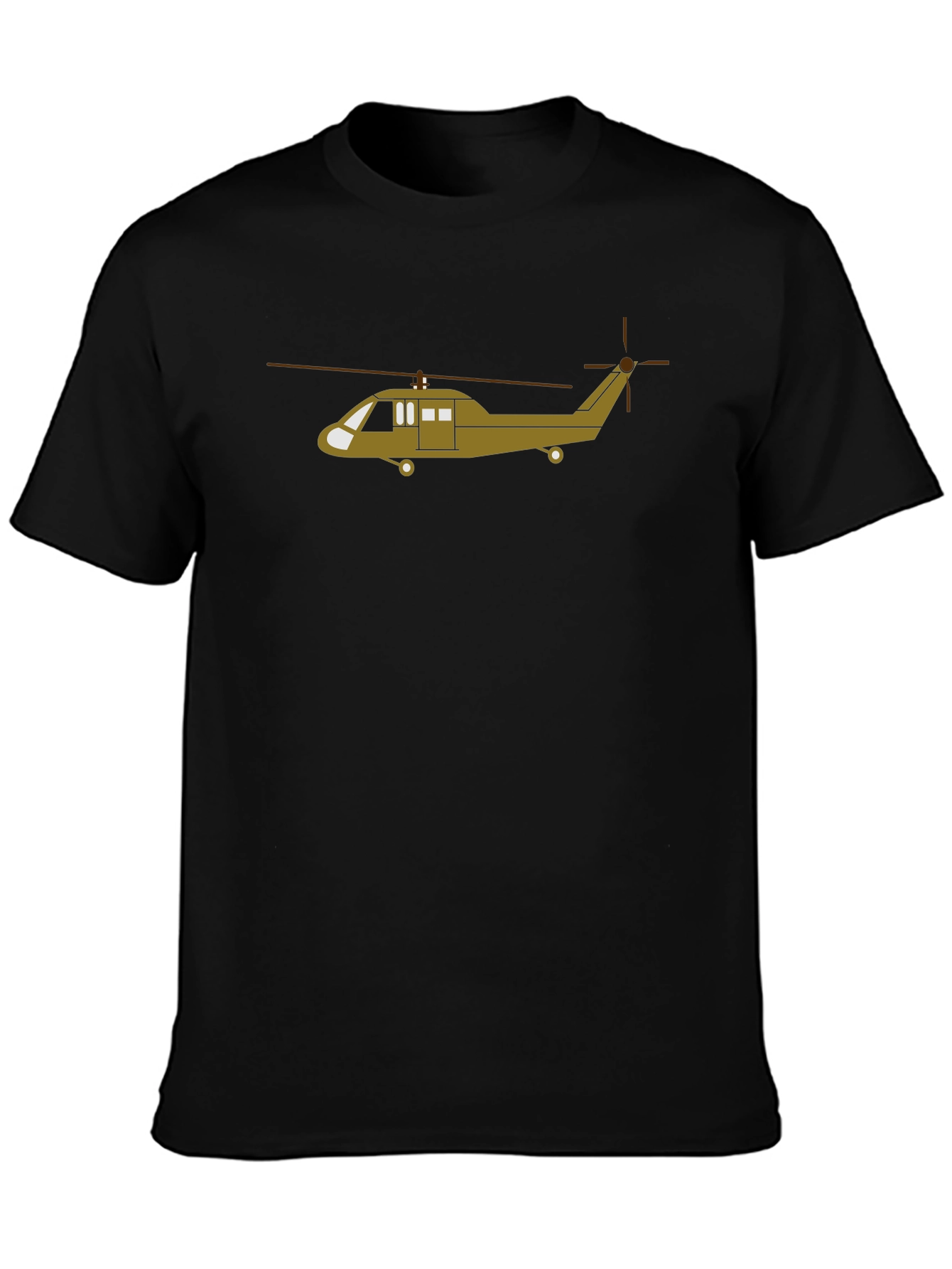 Helicopter Graphic Tee - Black Cotton T-Shirt