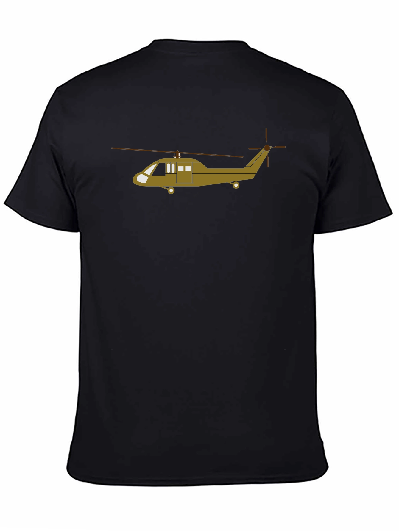 Helicopter Graphic Tee - Black Cotton T-Shirt