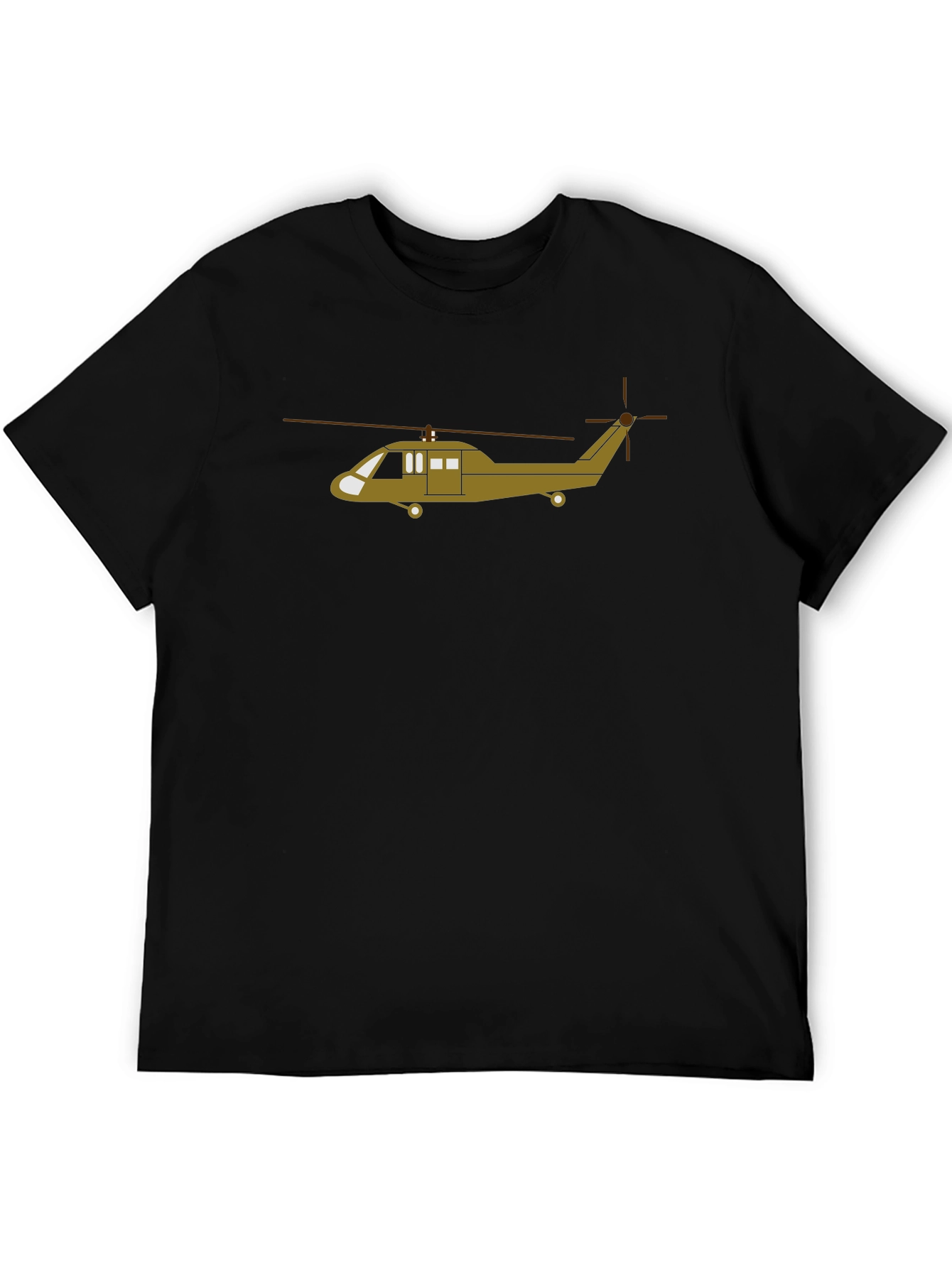 Helicopter Graphic Tee - Black Cotton T-Shirt