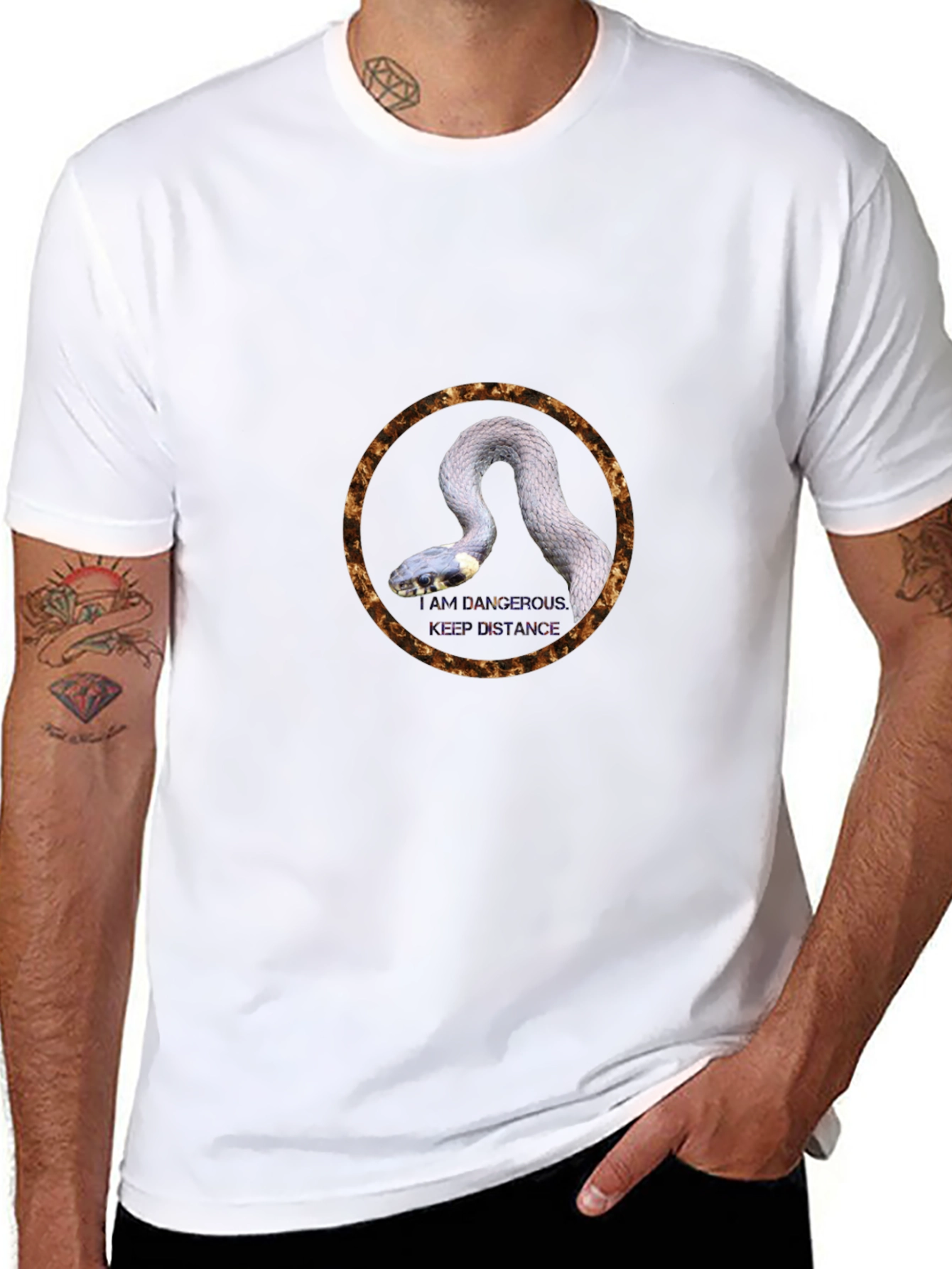 Snake Circle Graphic Tee - Unique Design T-Shirt