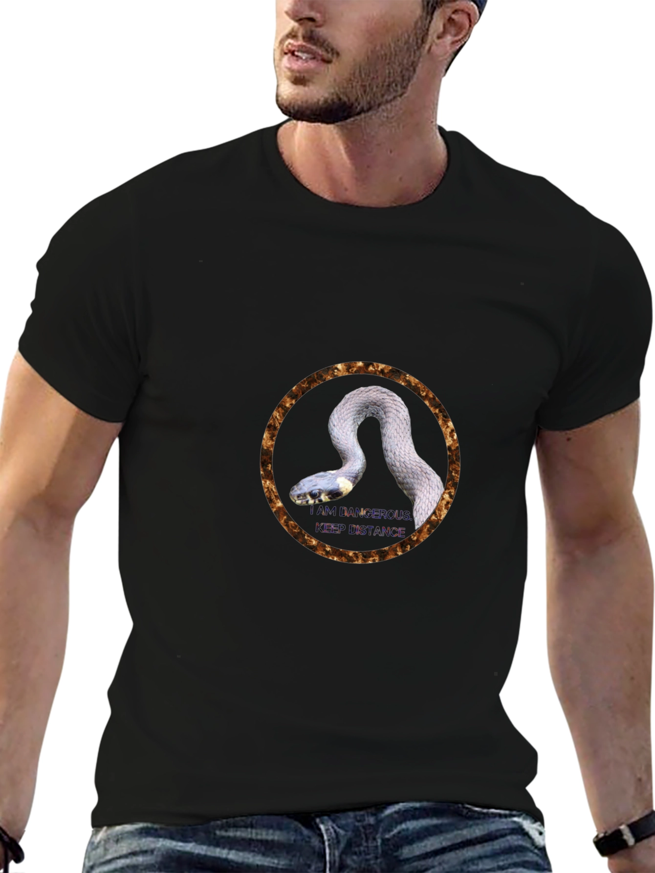 Snake Circle Graphic Tee - Unique Design T-Shirt