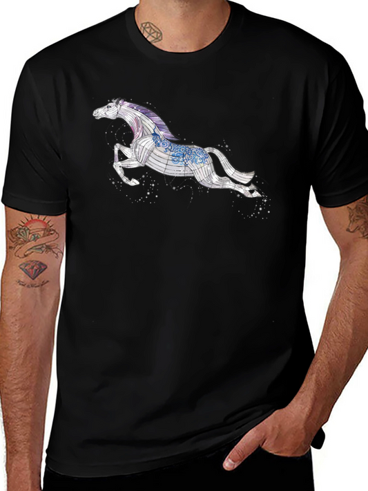 Black T-Shirt with Horse Graphic