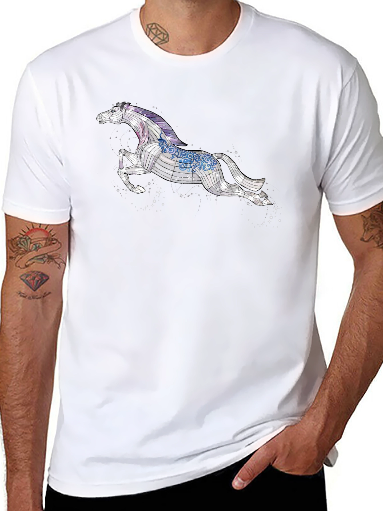 Black T-Shirt with Horse Graphic
