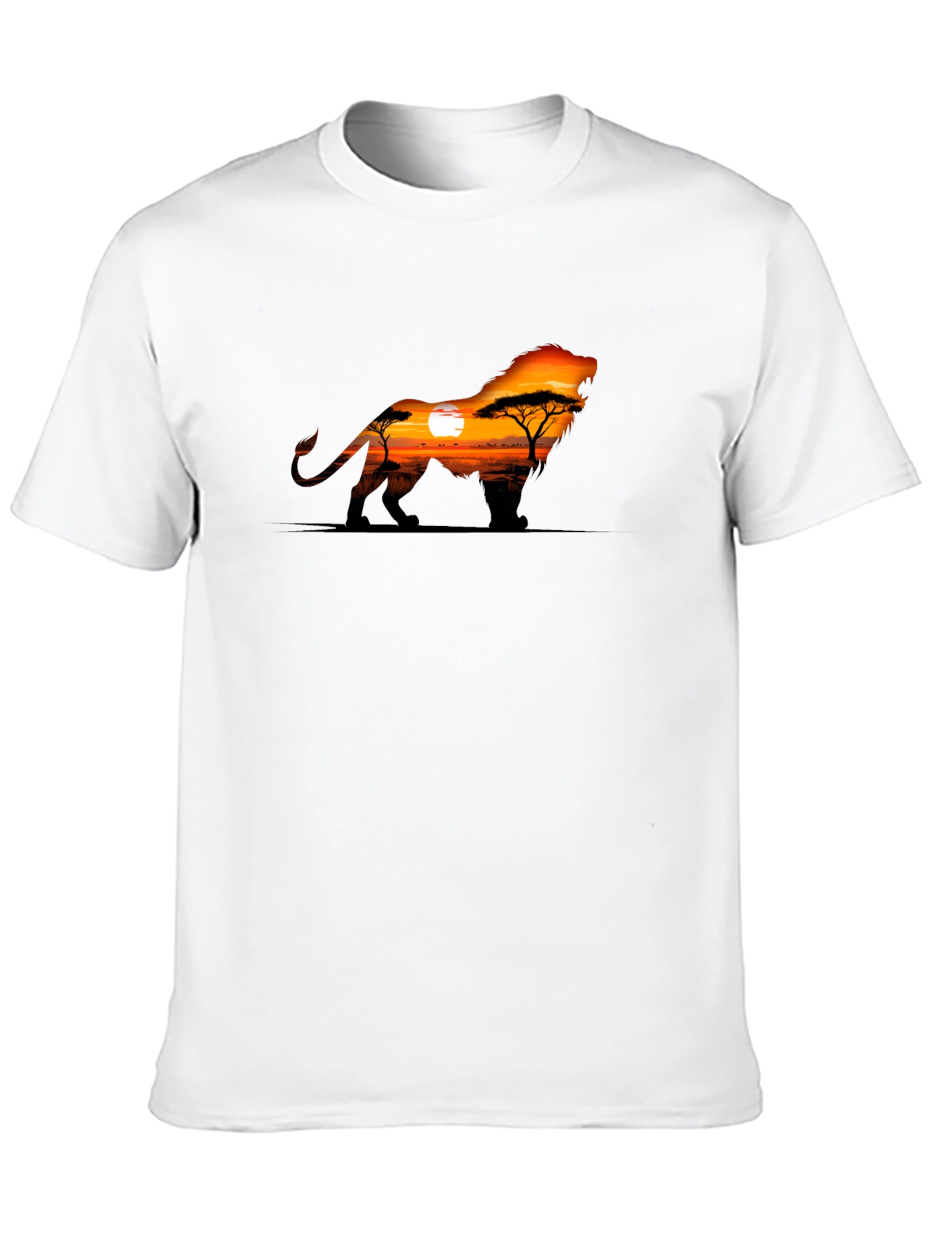 Lion Sunset Graphic Black T-Shirt
