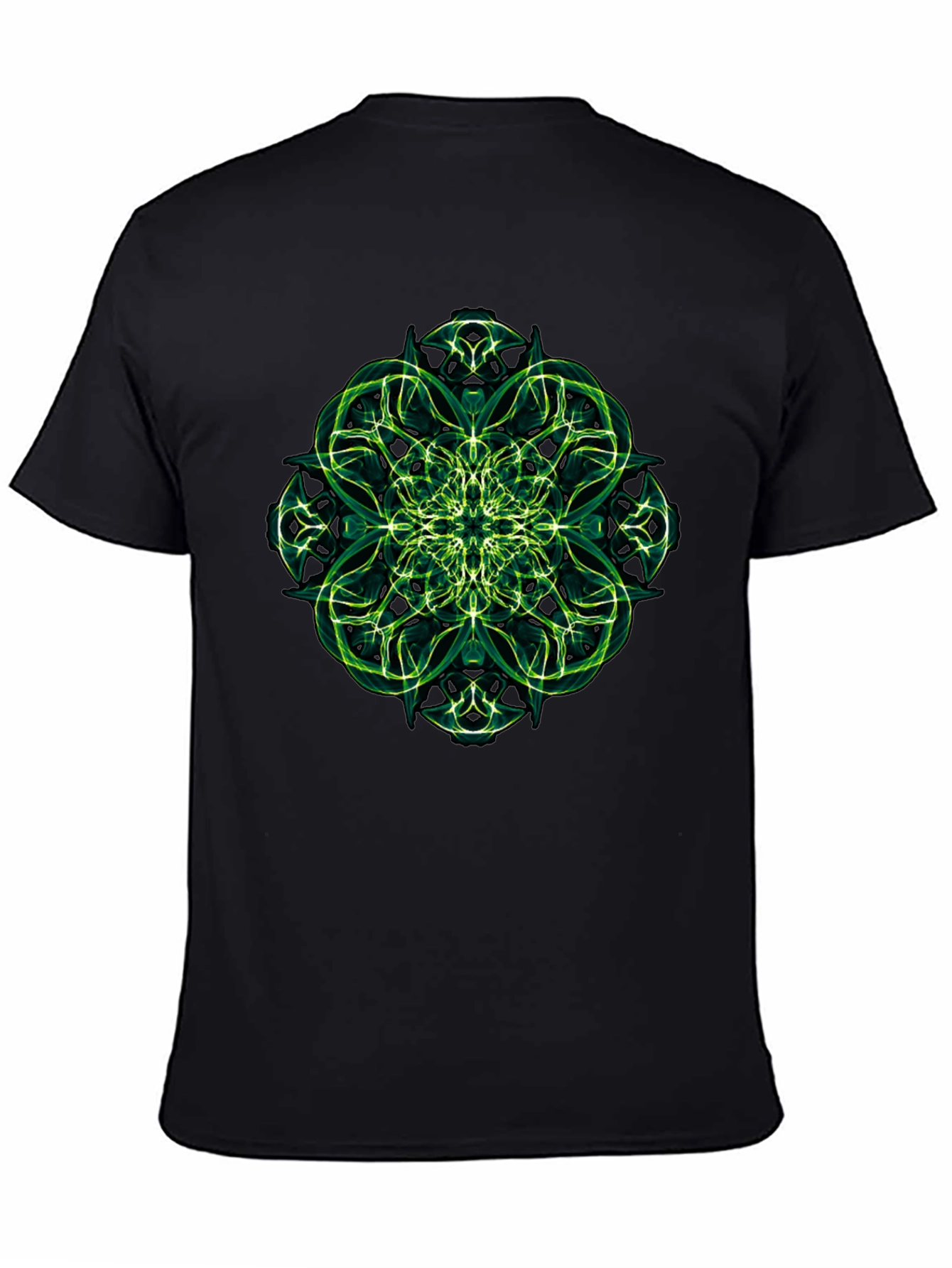 Green Fractal Design Black T-Shirt