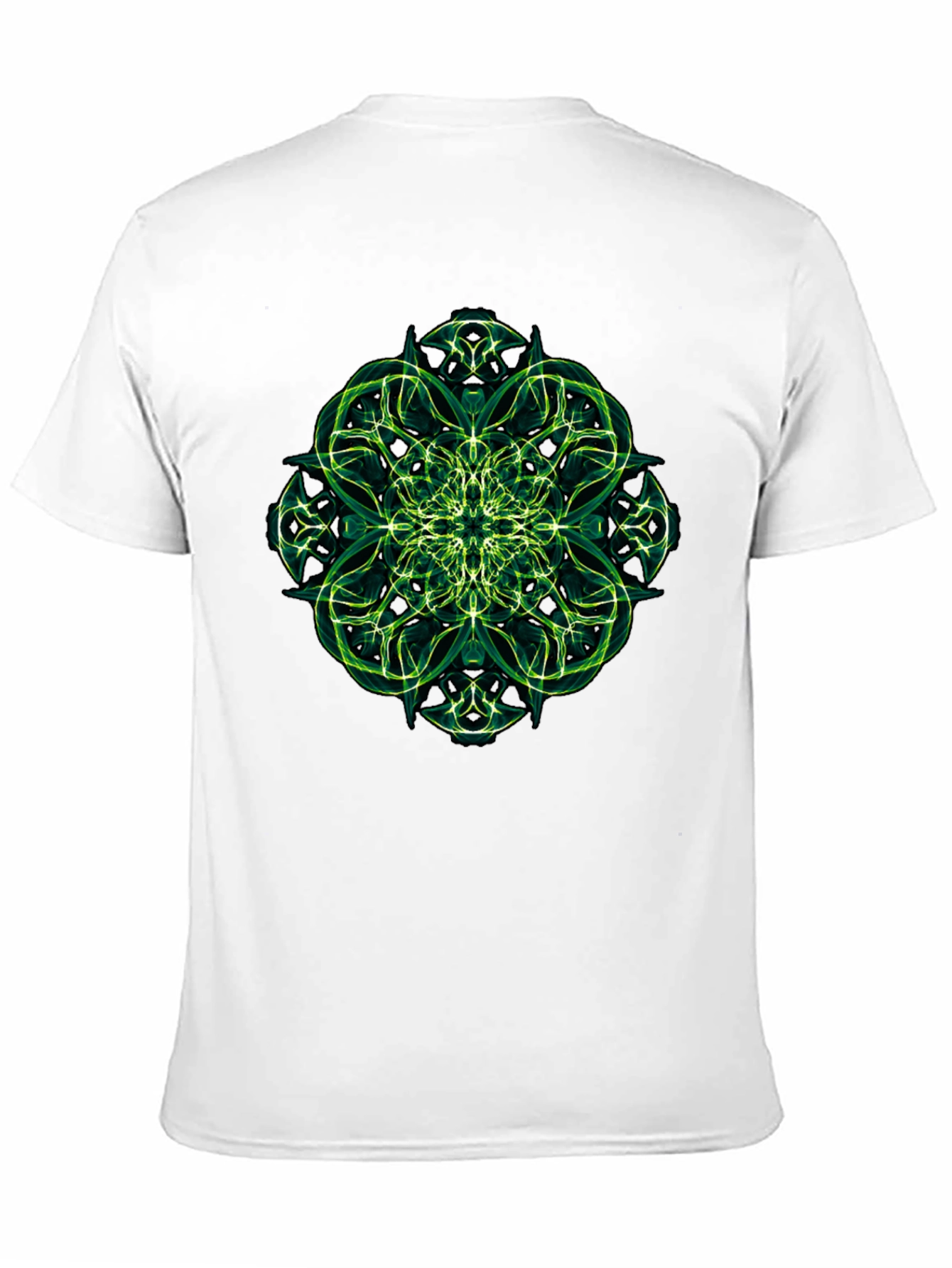 Green Fractal Design Black T-Shirt