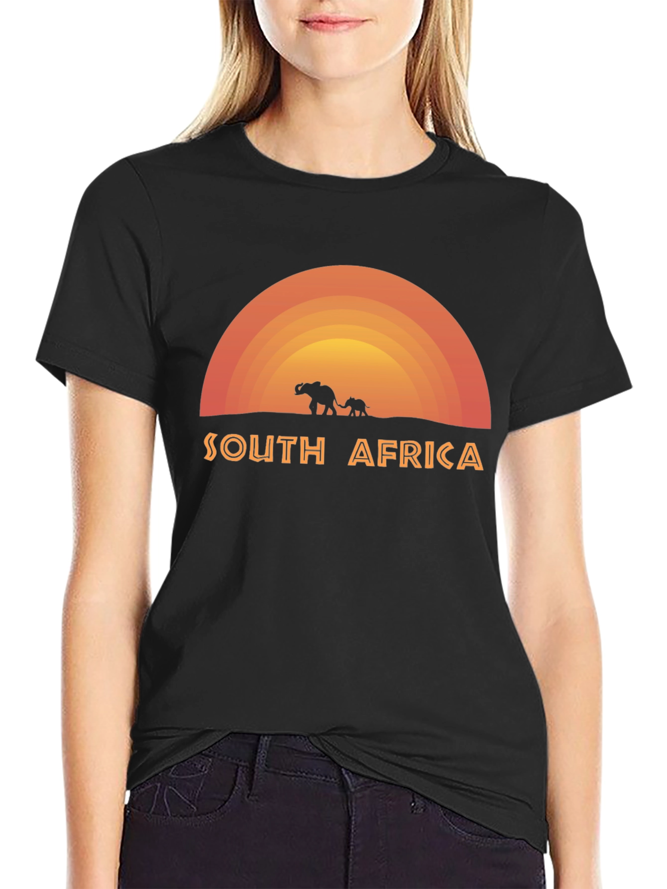 South Africa Elephant Sunset Graphic T-Shirt
