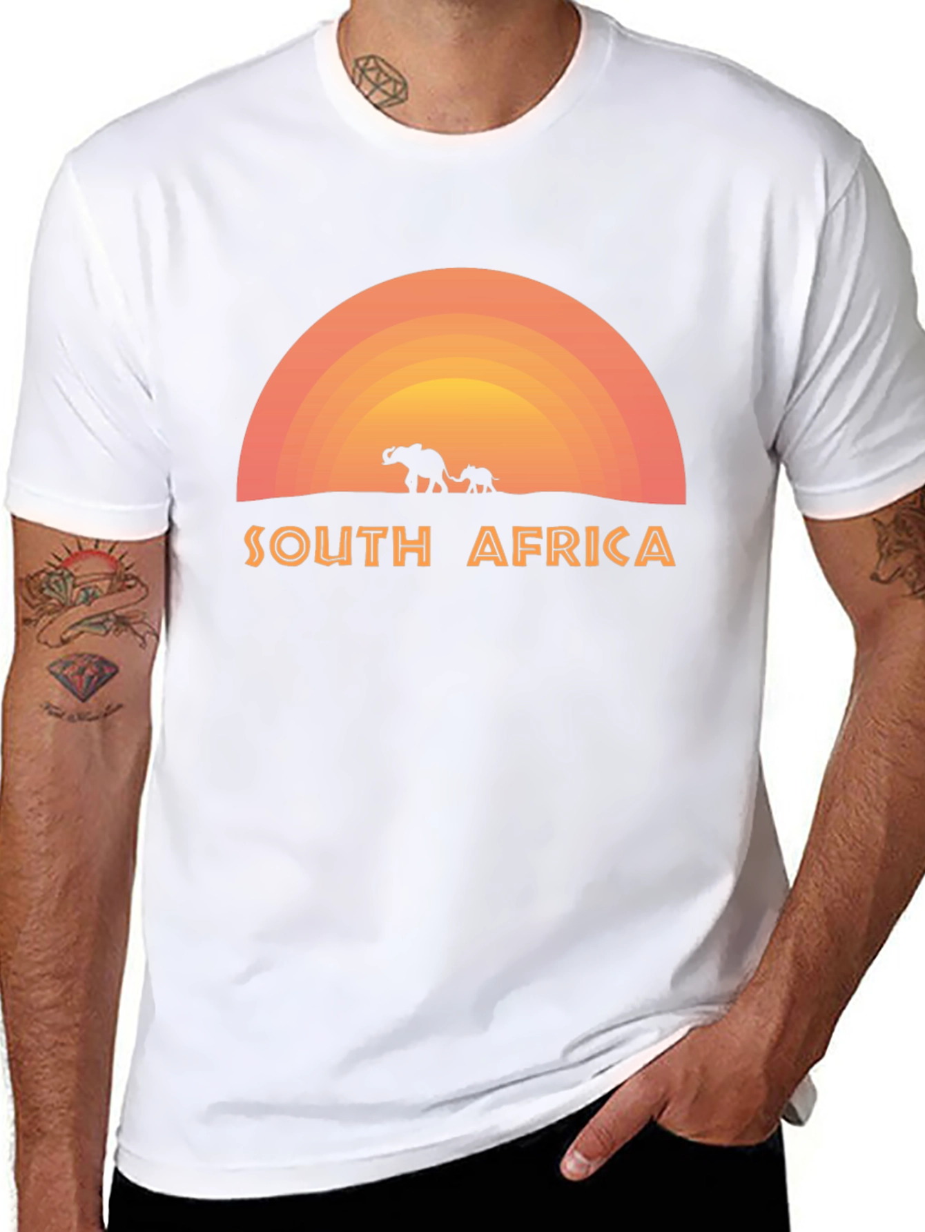 South Africa Elephant Sunset Graphic T-Shirt