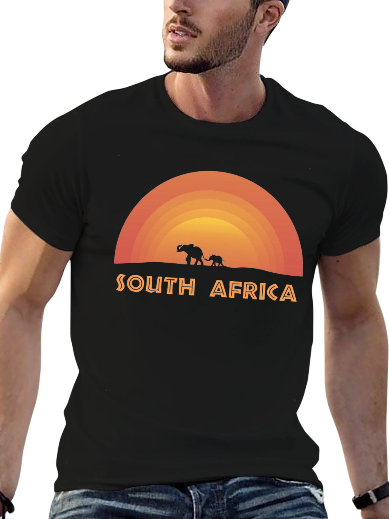 South Africa Elephant Sunset Graphic T-Shirt
