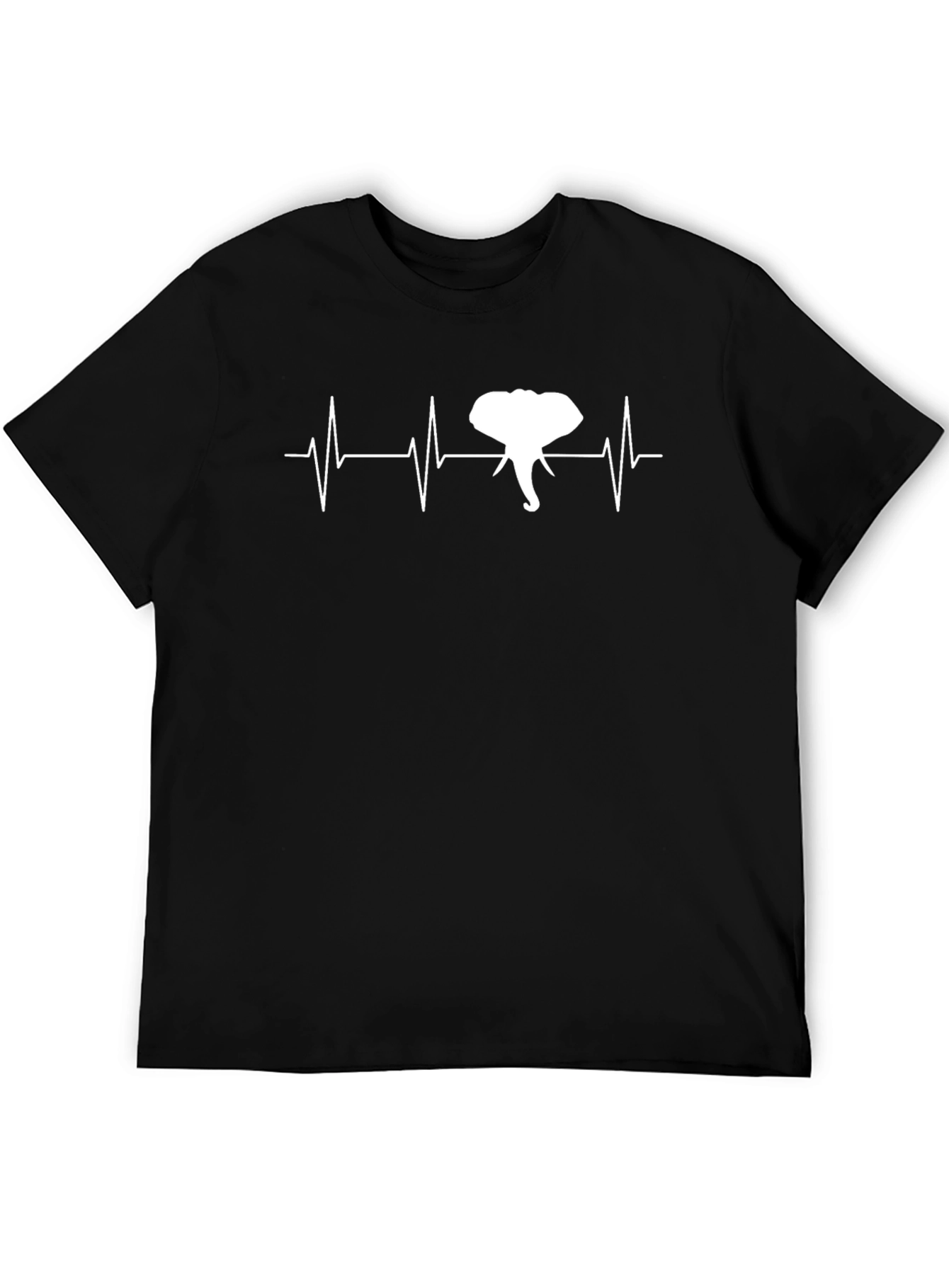 Elephant Heartbeat Graphic Black T-Shirt