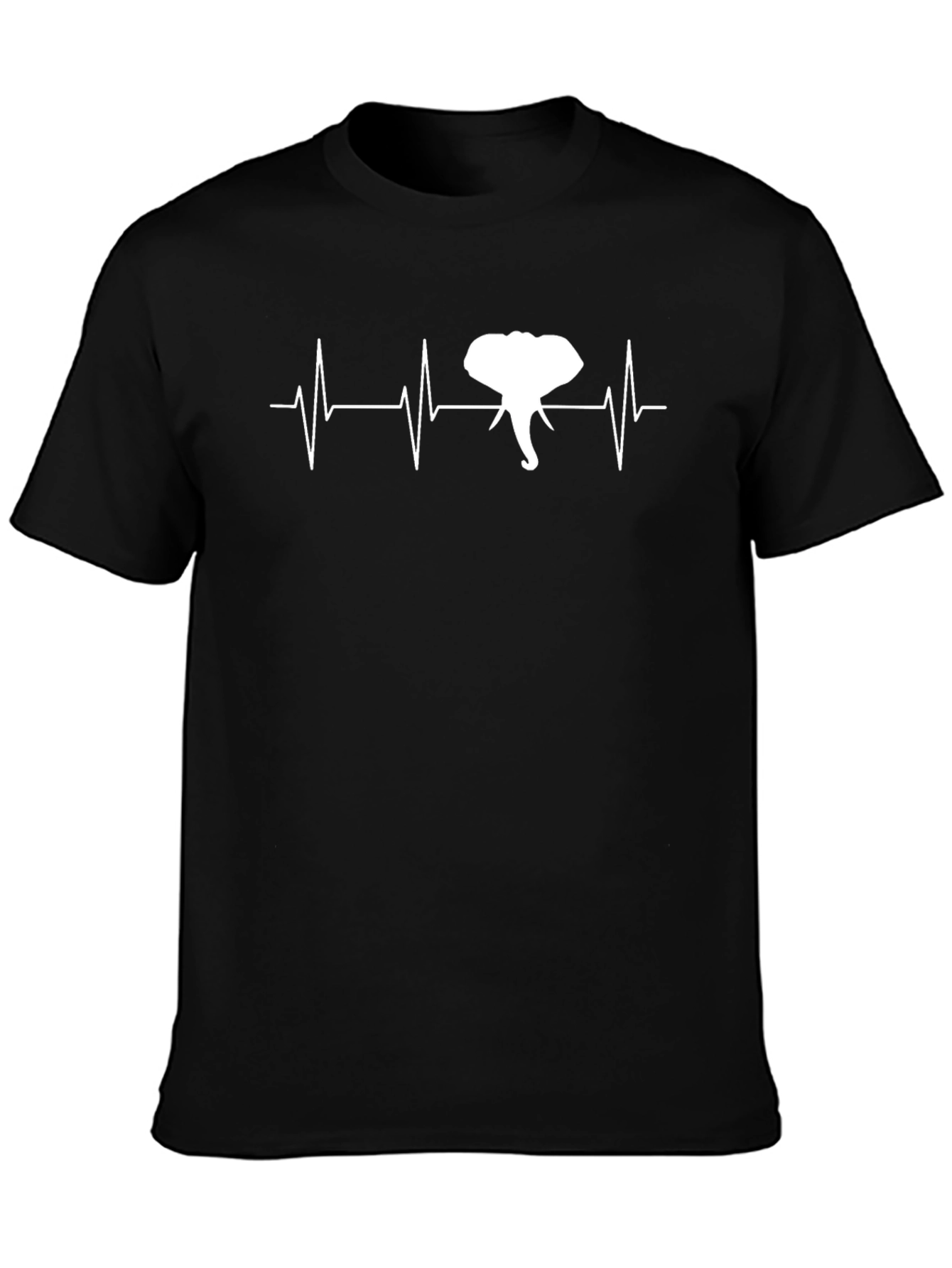 Elephant Heartbeat Graphic Black T-Shirt