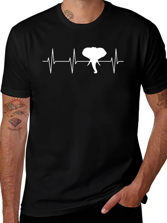 Elephant Heartbeat Graphic Black T-Shirt