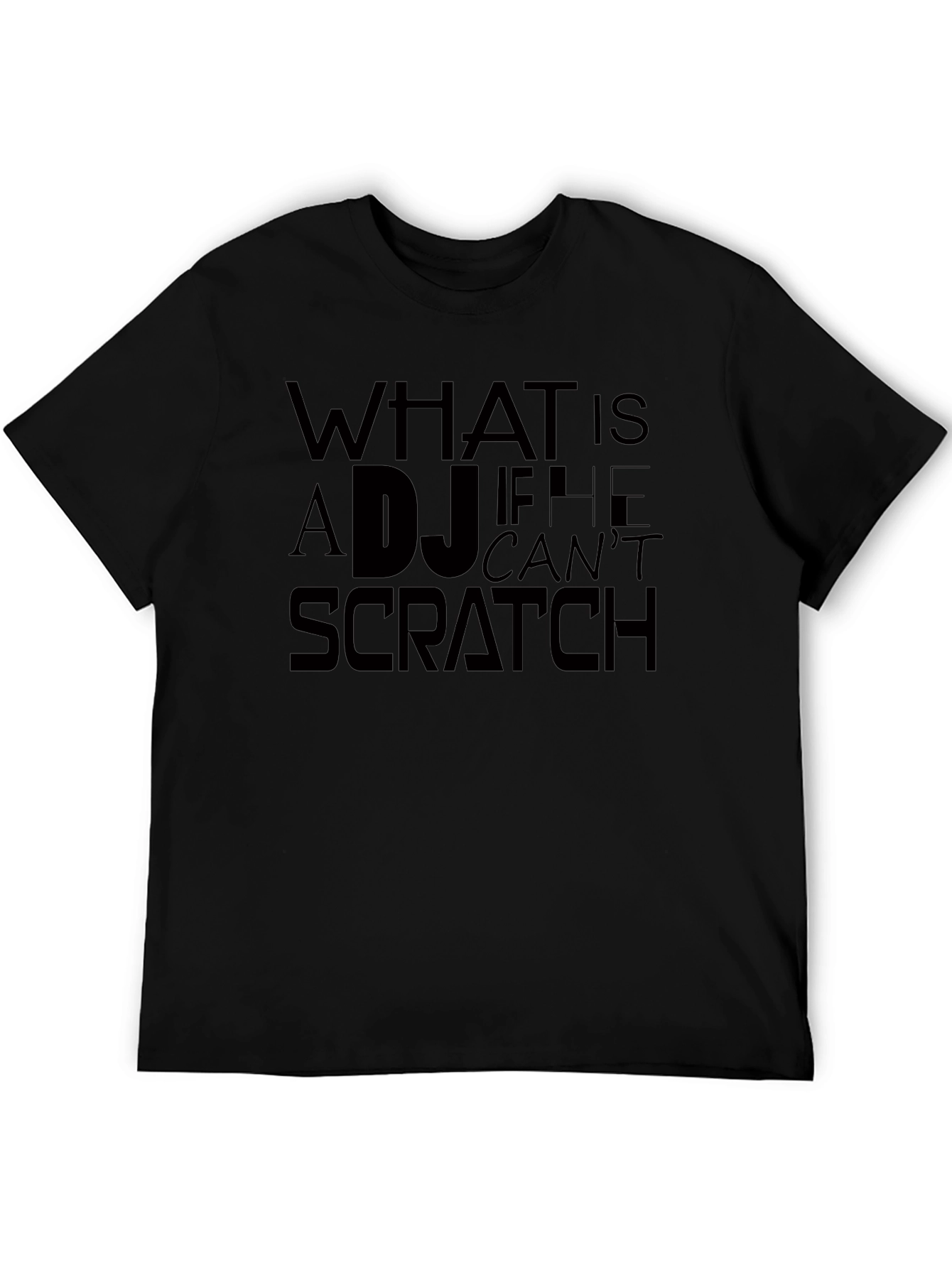 DJ Scratch Graphic Tee - Black Crew Neck T-Shirt