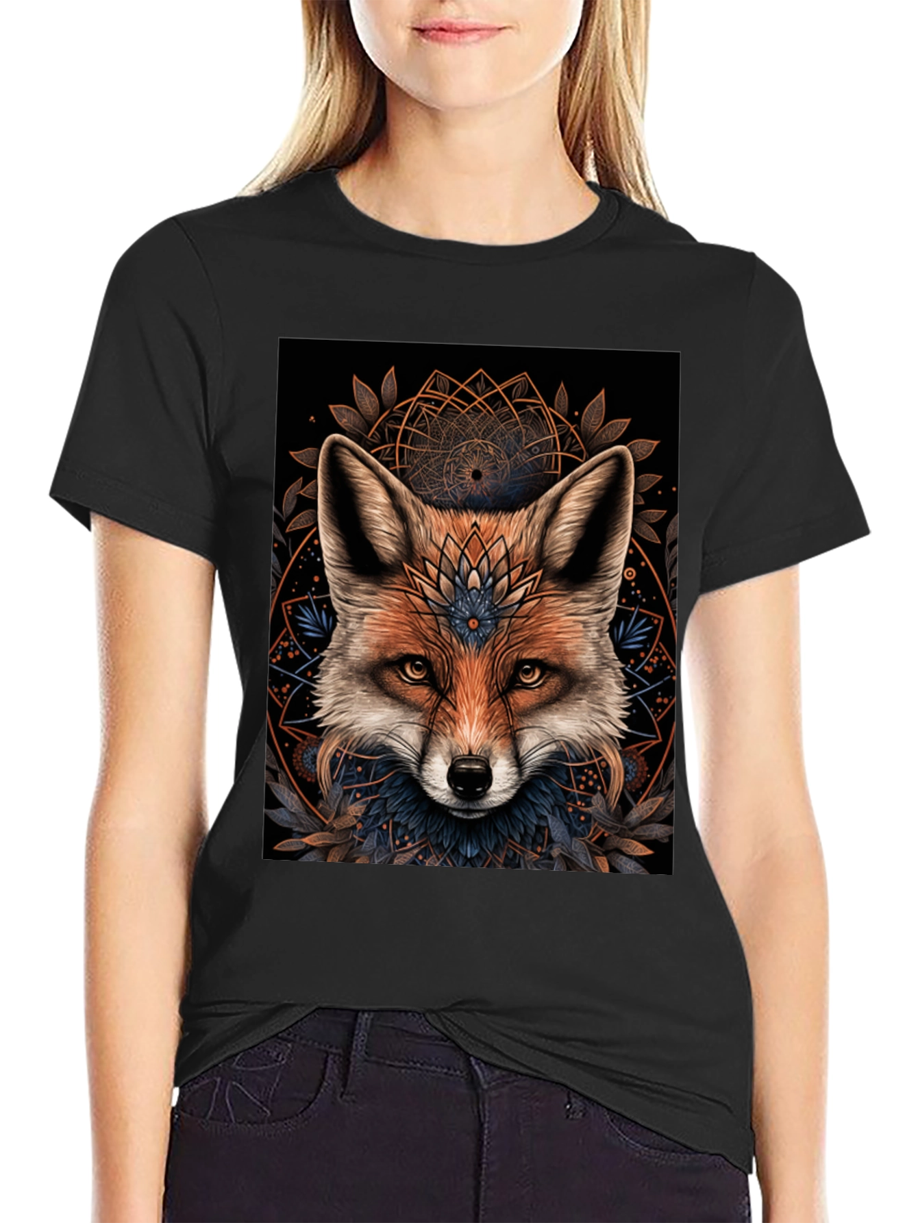 Mystic Fox Graphic Tee - Stylish Mens Black T-Shirt