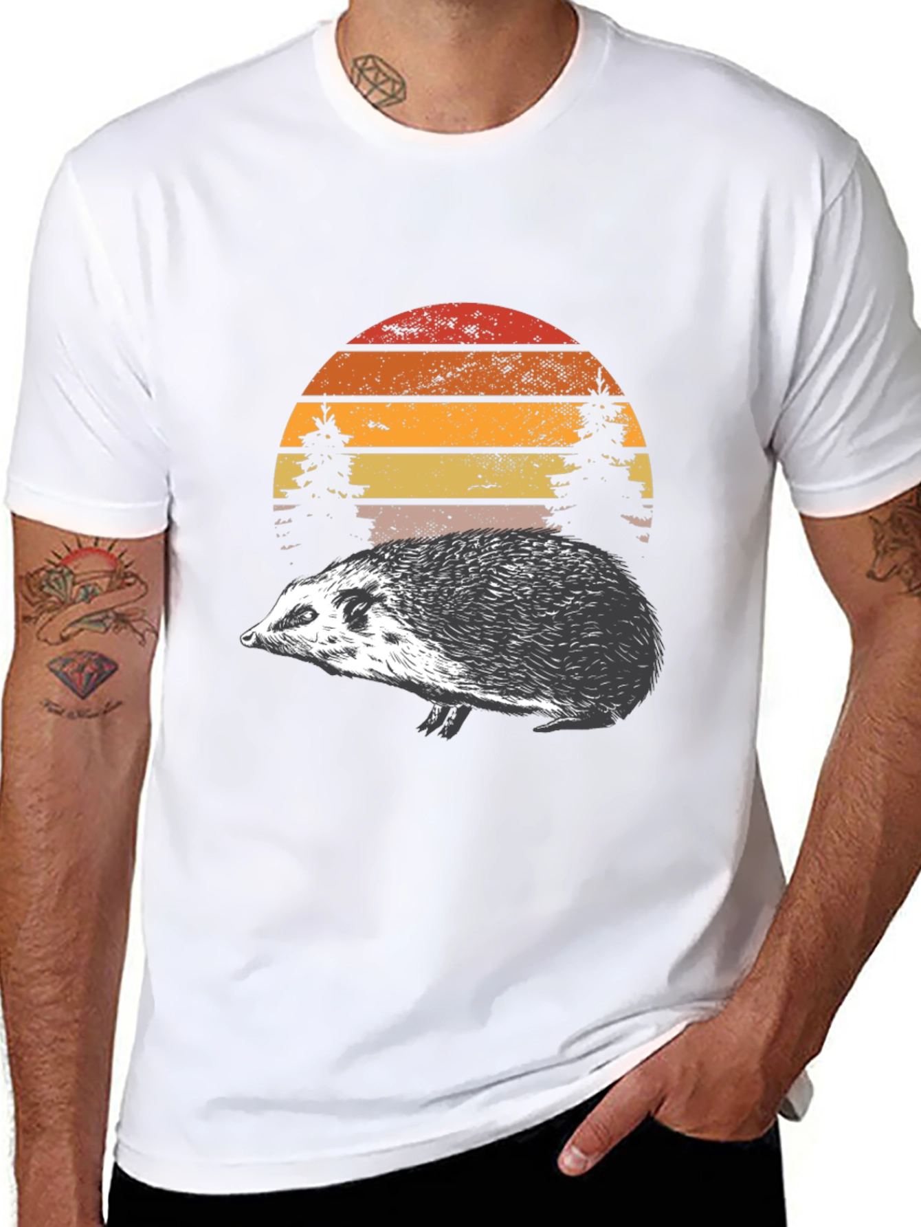 Hedgehog Sunset Graphic Tee - Nature Lover Shirt