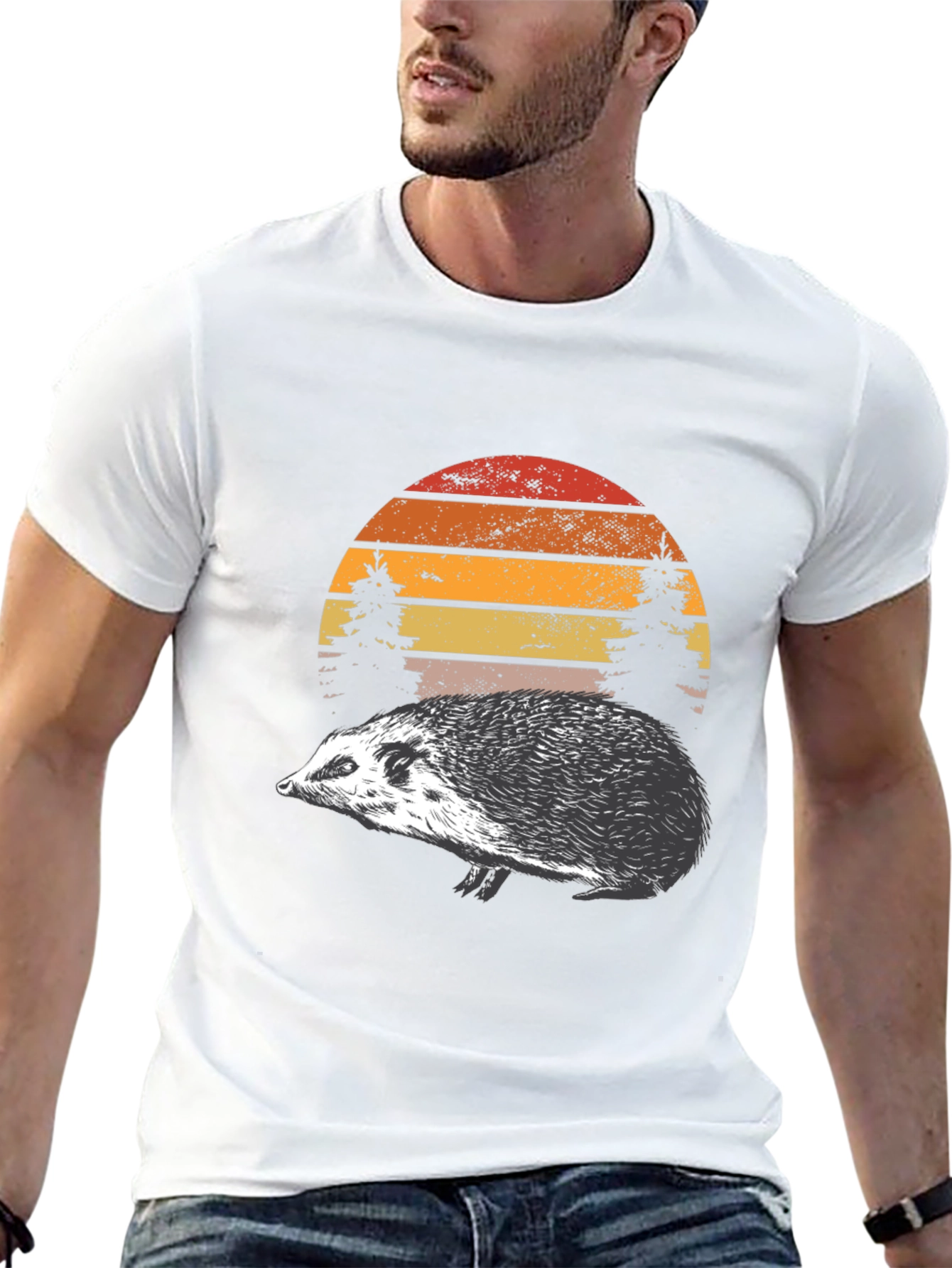 Hedgehog Sunset Graphic Tee - Nature Lover Shirt