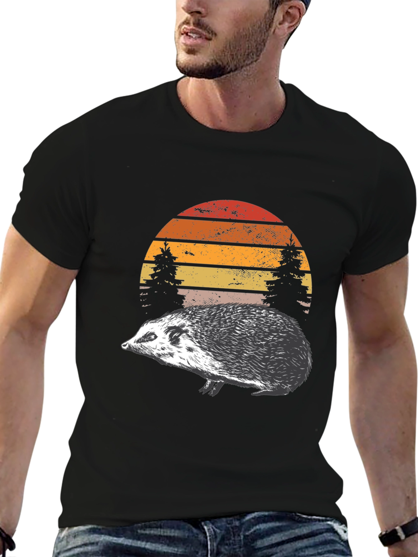 Hedgehog Sunset Graphic Tee - Nature Lover Shirt