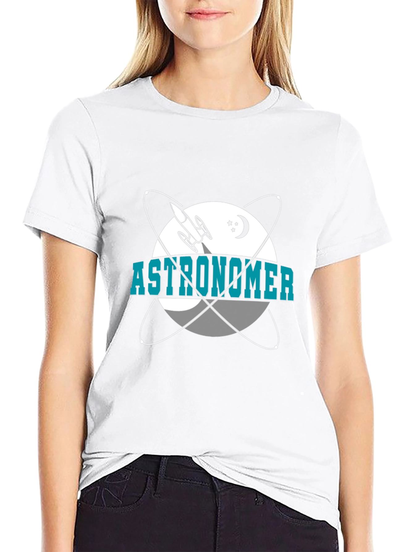 Astronomer T-Shirt - Space Rocket & Planets Design
