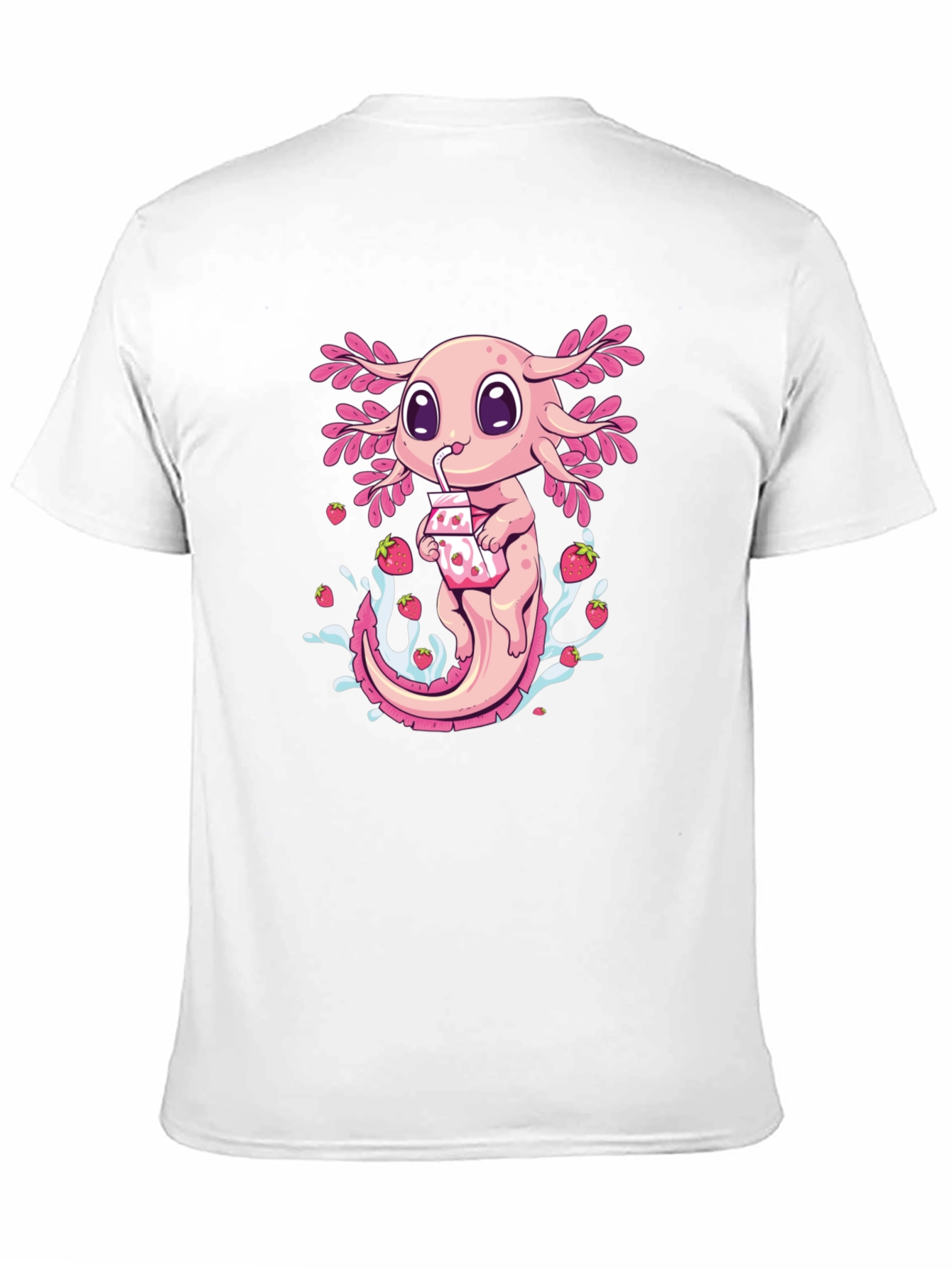 Axolotl Strawberry Milk T-Shirt - Cute Amphibian Tee