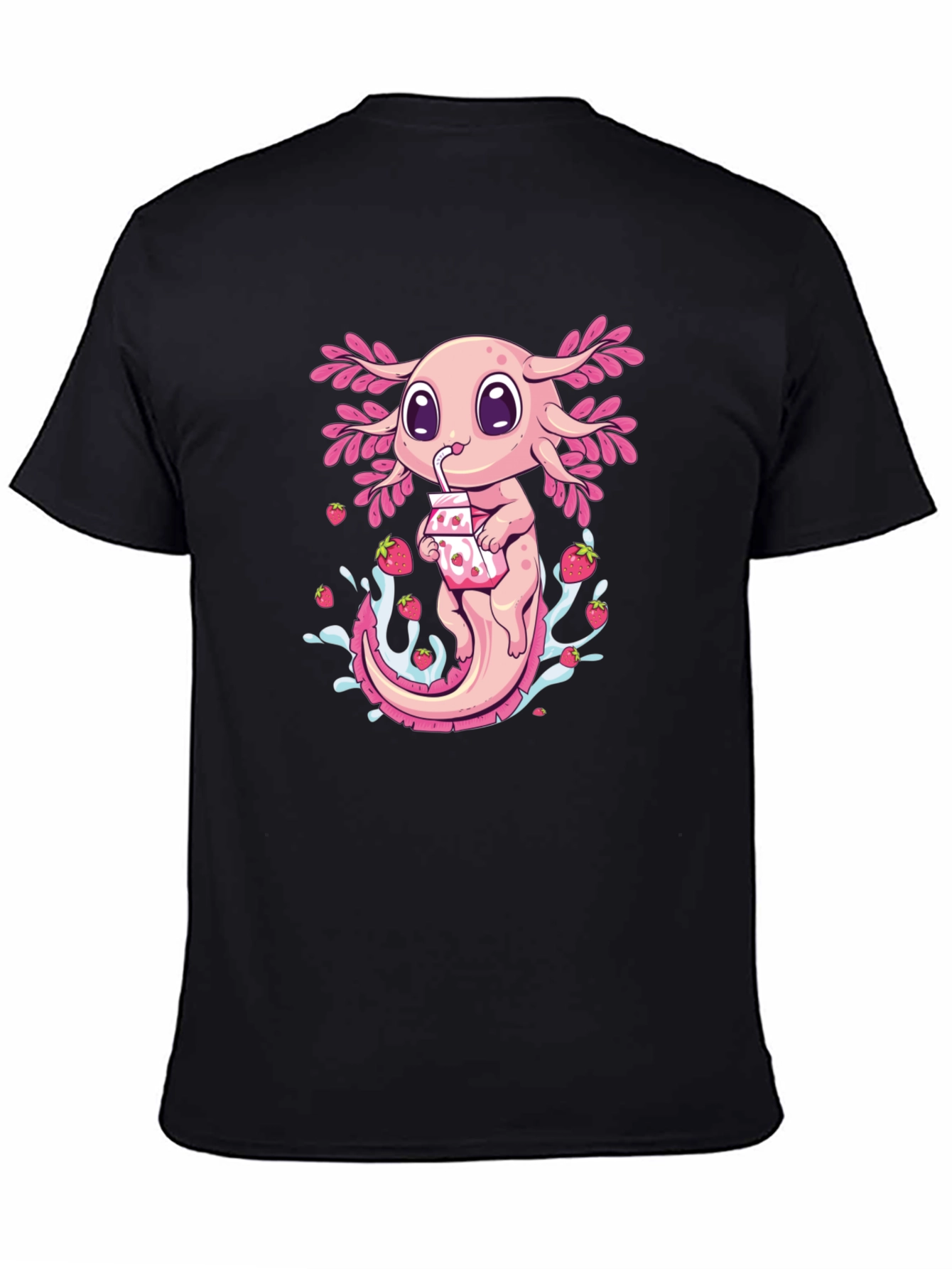 Axolotl Strawberry Milk T-Shirt - Cute Amphibian Tee